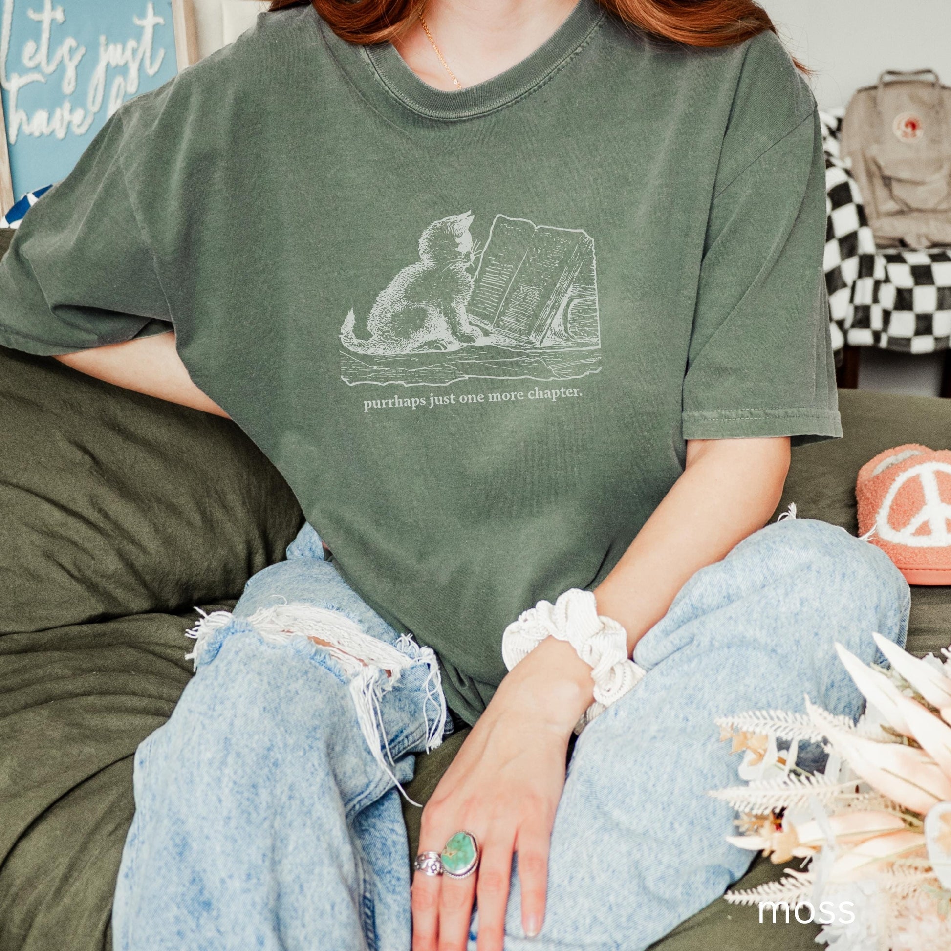 Purrhaps Just One More Chapter Shirt Literary Reading Cat Bibliophile Bookish Fall Tee Book Worm Cat Mom Comfort Colors Death by TBR Booked