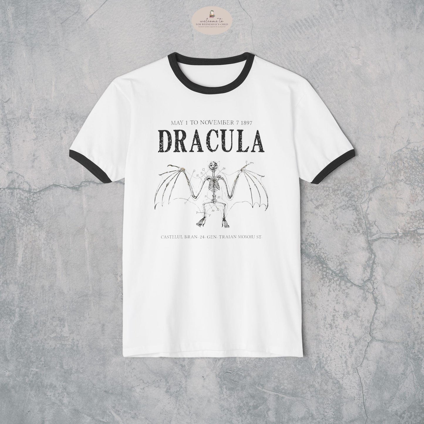 Bram Stoker's Dracula Unisex Cotton Ringer T-Shirt * Vintage Style Retro Vampire Monster Creature Classic Movie Frankenstein Mary Shelley