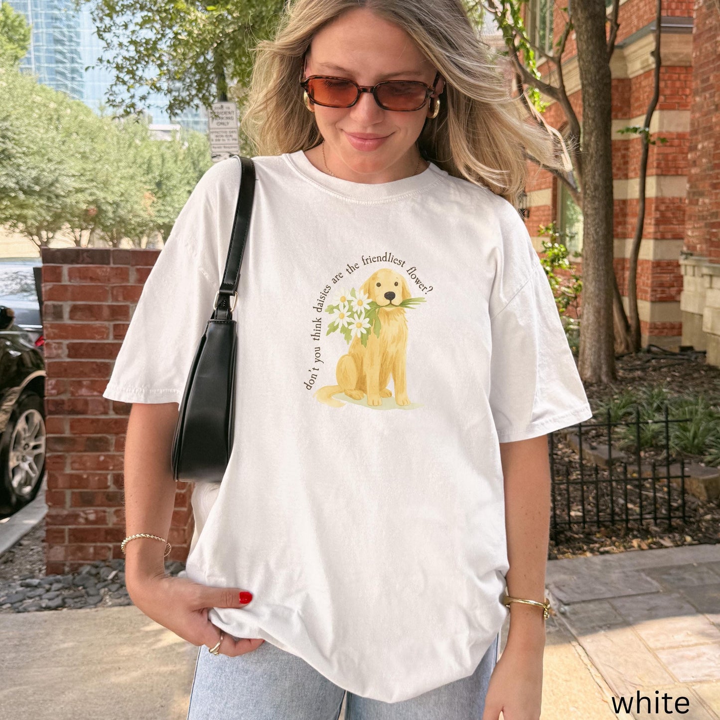 You've Got Mail Brinkley the Dog with Daisies Comfort Colors * 90s Romcom Tee Kathleen Kelly Flower Golden Retriever Movie Quote Nora Ephron