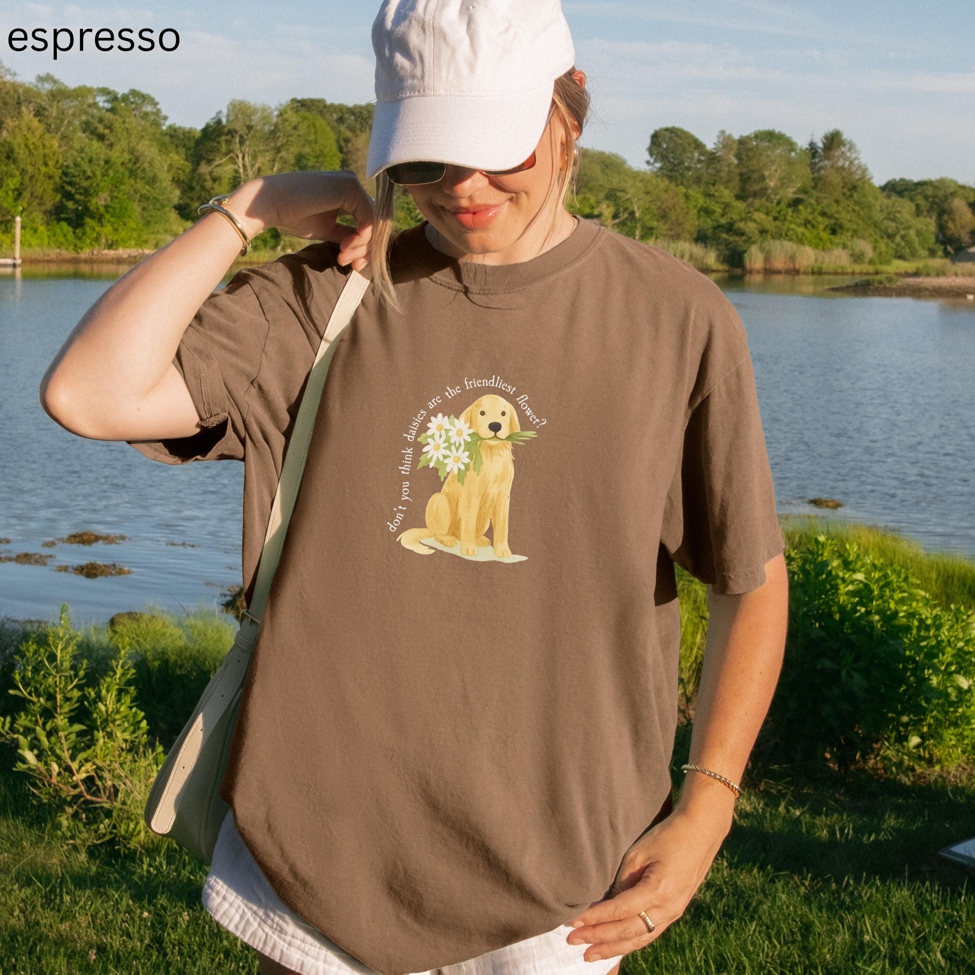 You've Got Mail Brinkley the Dog with Daisies Comfort Colors * 90s Romcom Tee Kathleen Kelly Flower Golden Retriever Movie Quote Nora Ephron