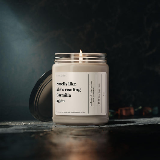 Smells like she's reading Carmilla again vegan soy candle * Vampire Cult Classic Horror Movie Black Cat Dark Sapphic Romance Subtle Bookish