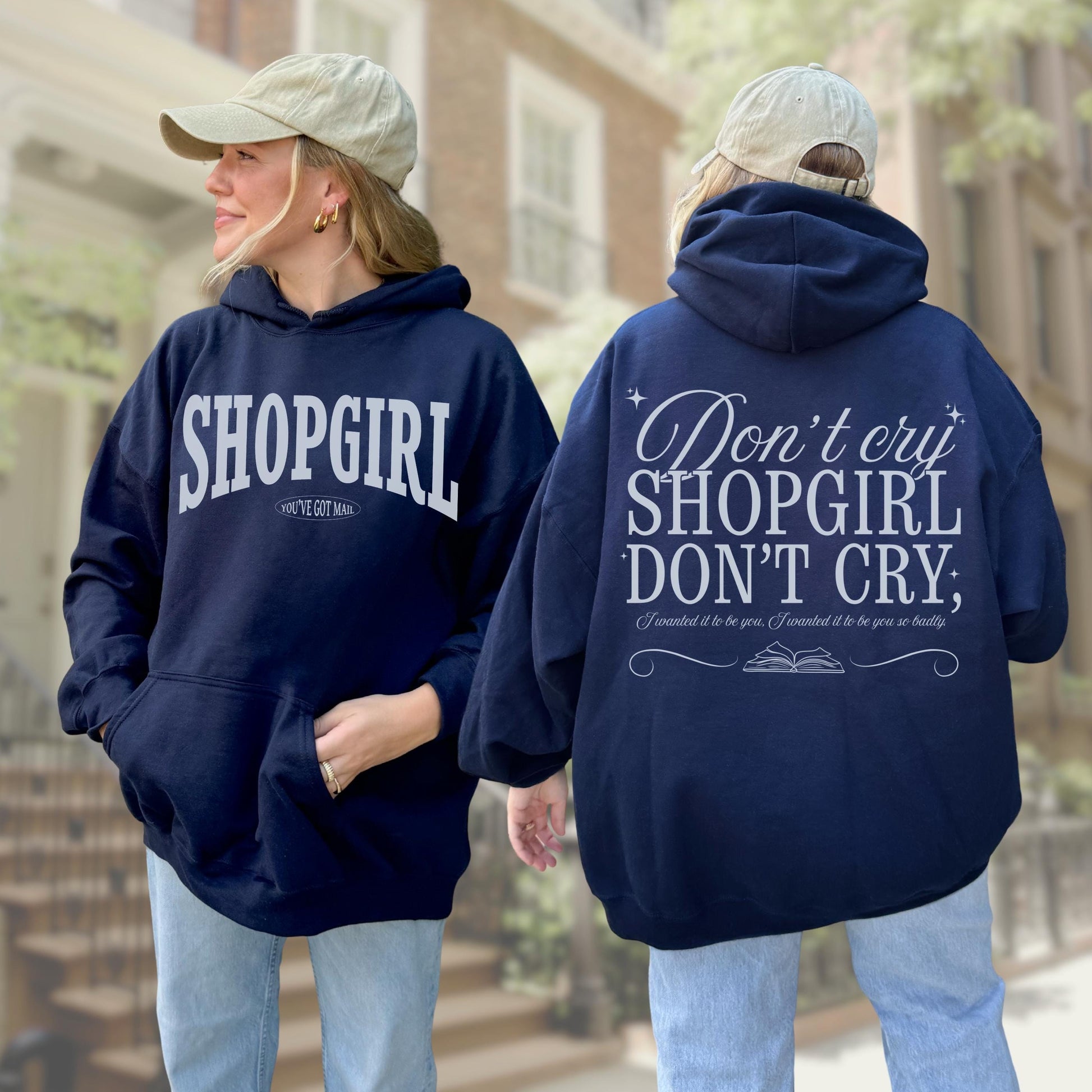 You've Got Mail Shopgirl Hoodie * Words on Back Joe Fox Books Shop Around Corner Meg Ryan Fall Tom Hanks Nora Ephron Autumn Aesthetic Gift