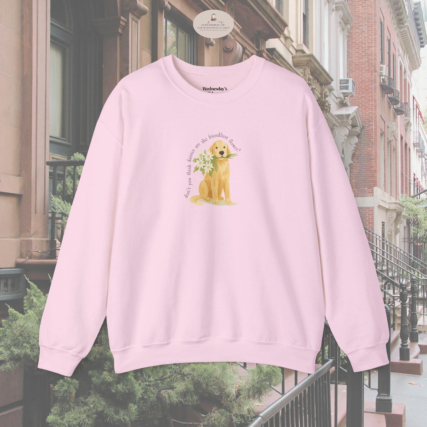 You've Got Mail Brinkley Dog Sweatshirt * Kathleen Kelly Daisies Bouquet NY152 Meg Ryan Fall Tom Hanks Directed Nora Ephron Rom Com 90s
