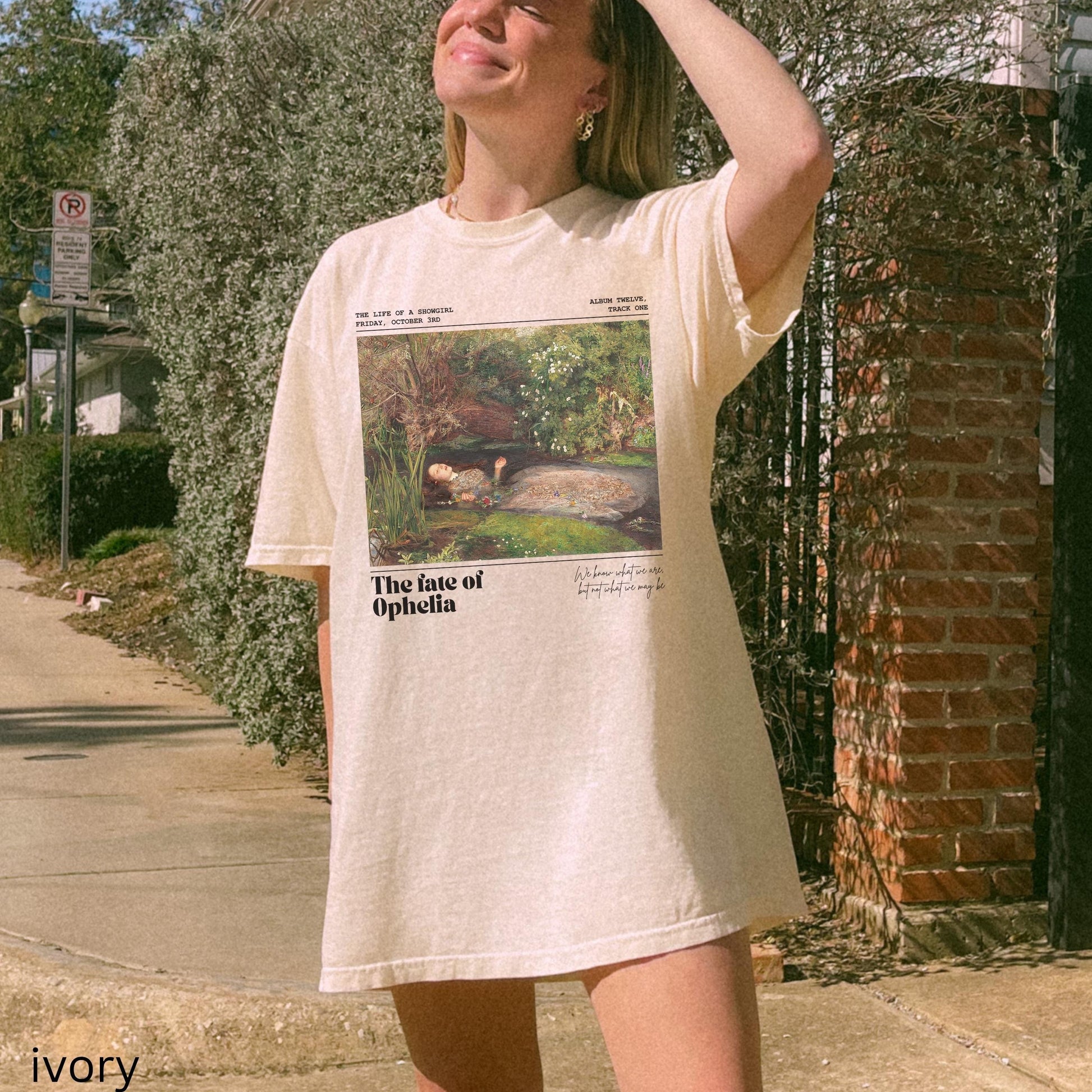 Fate of Ophelia Comfort Colors Shirt TS Inspired In My Showgirl Era Pearls Concert Lyric Music Album Release Tee Millais Hamlet Shakespeare