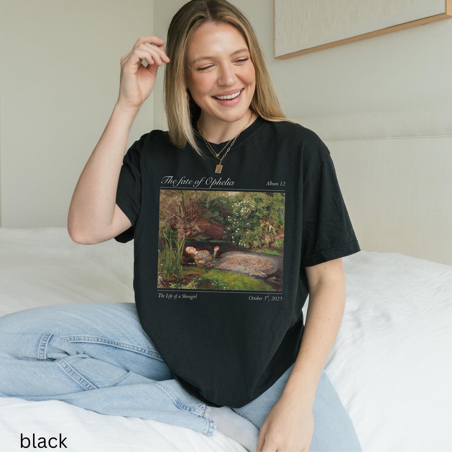Fate of Ophelia Comfort Colors Shirt * TS Inspired In My Showgirl Era Pearls Concert Music Album Premiere Tee Millais Hamlet Shakespeare