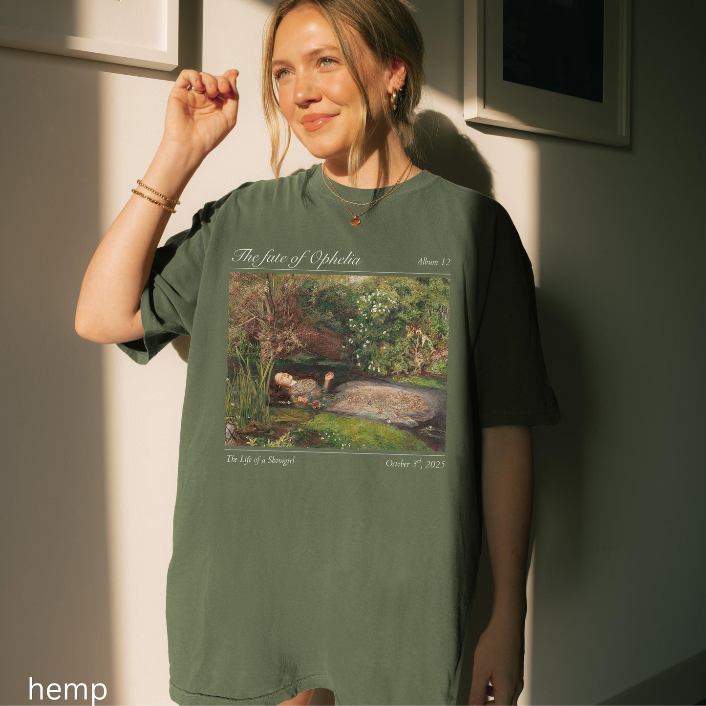 Fate of Ophelia Comfort Colors Shirt * TS Inspired In My Showgirl Era Pearls Concert Music Album Premiere Tee Millais Hamlet Shakespeare
