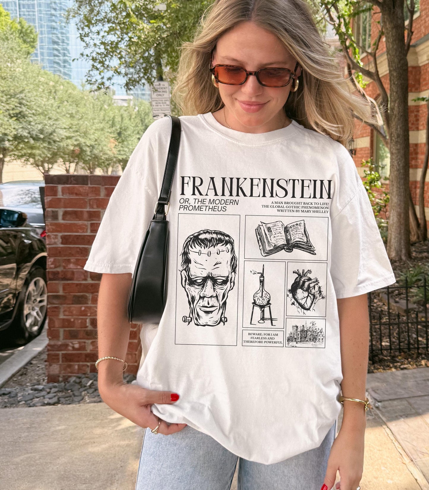 Frankenstein Mary Shelley Comfort Colors Tee * Spooky Season Retro Classic Horror Gothic Monster Movie Lover Bookish Halloween Dark Academia