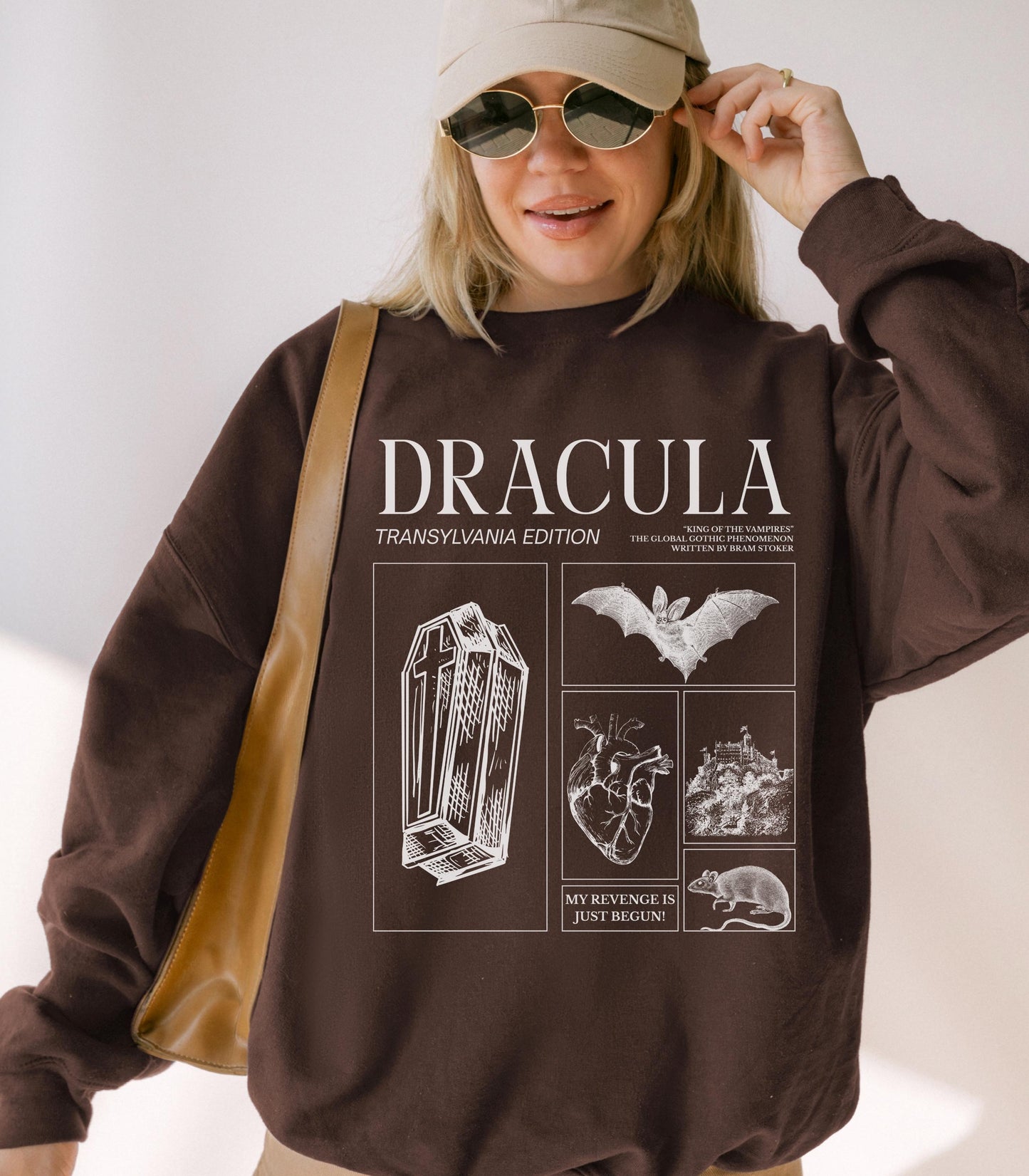 Bram Stoker's Dracula King of Vampires Halloween Sweatshirt Monster Mash Cult Classic Horror Movie Bats Dark Academia Bookish Frankenstein