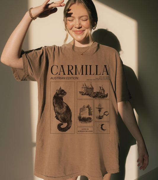 Carmilla Vampire Comfort Colors Halloween Tee * Monster Mash Retro Cult Classic Horror Movie Black Cat Dark Sapphic Romance Subtle Bookish
