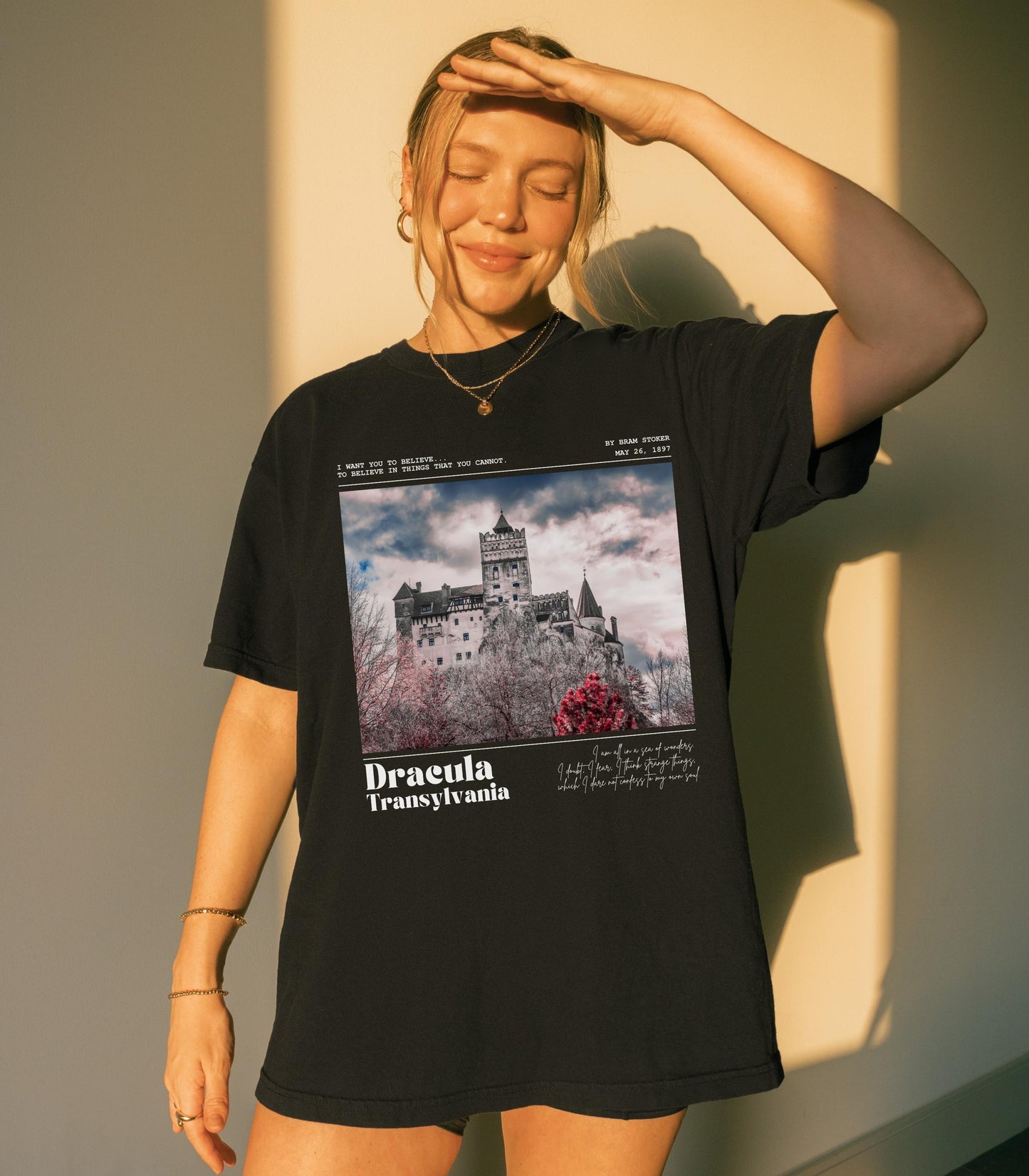 Bram Stoker Dracula Castle Transylvania Comfort Colors Tee * Bloodsucker Vampire Dark Academia Bookish Halloween Gothic Horror Literature