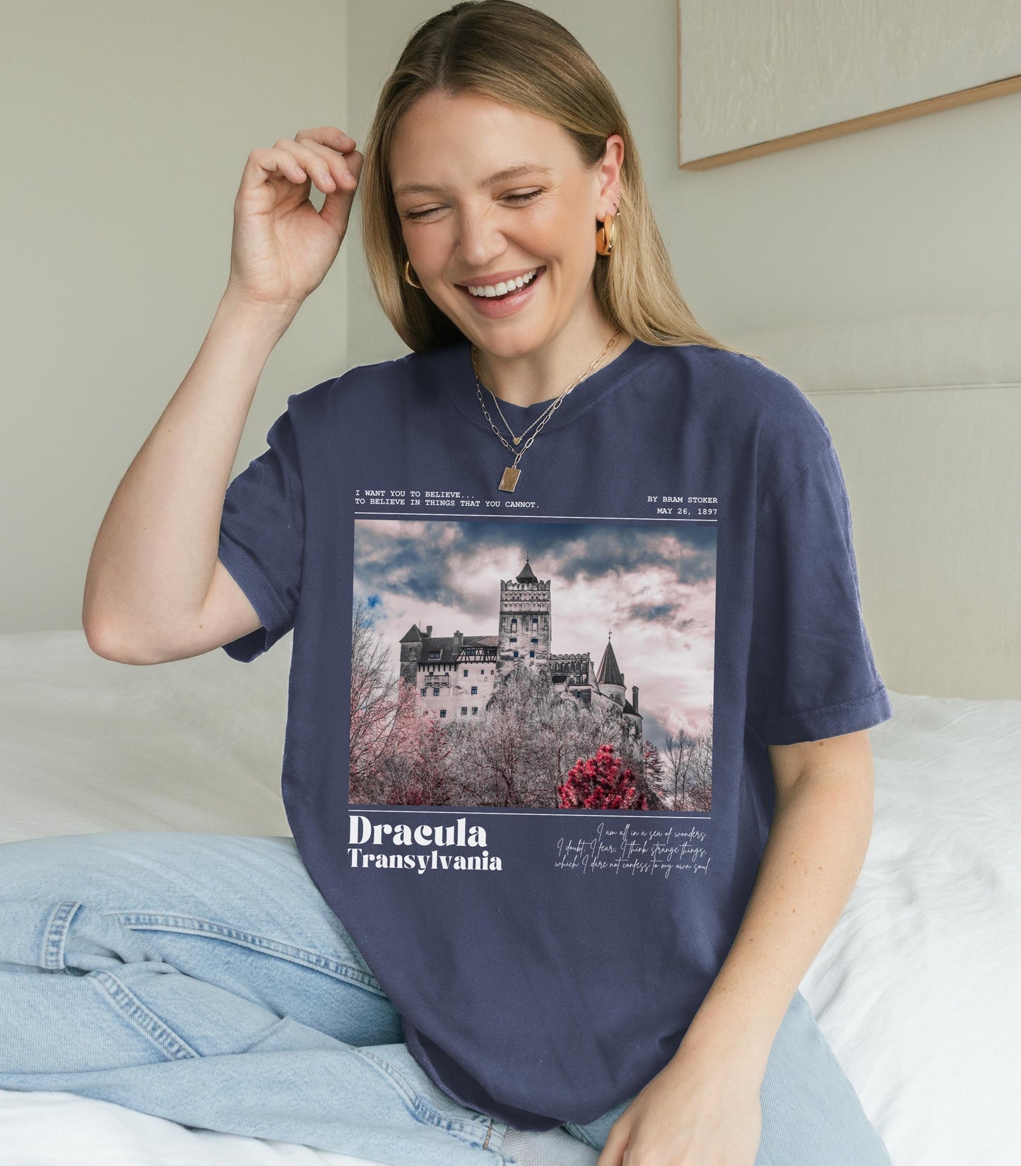 Bram Stoker Dracula Castle Transylvania Comfort Colors Tee * Bloodsucker Vampire Dark Academia Bookish Halloween Gothic Horror Literature