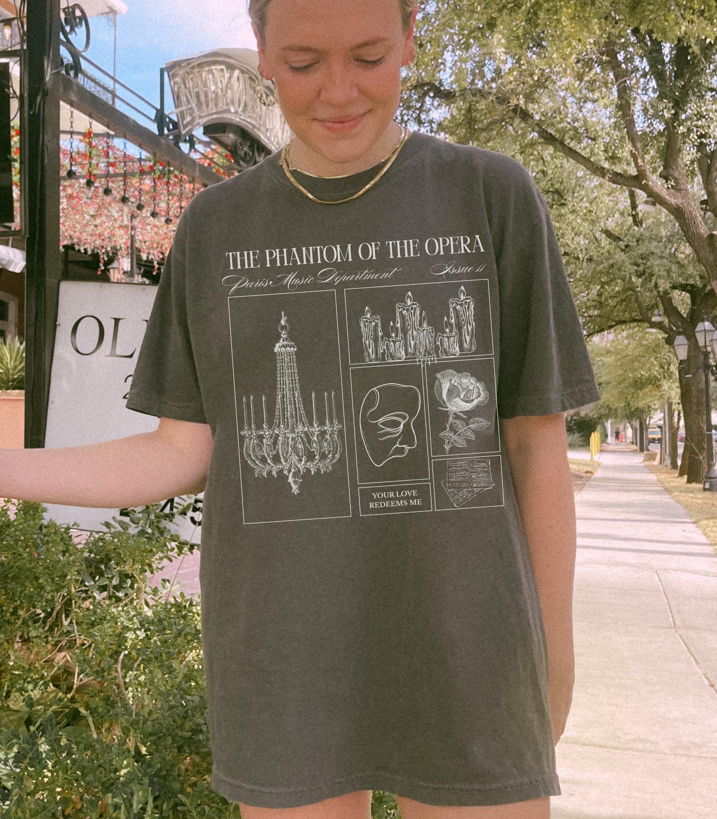 Gaston Leroux Phantom of the Opera Gothic Literature Comfort Colors Tee * Spooky Season Classic Horror Lover Halloween Morally Grey Villain