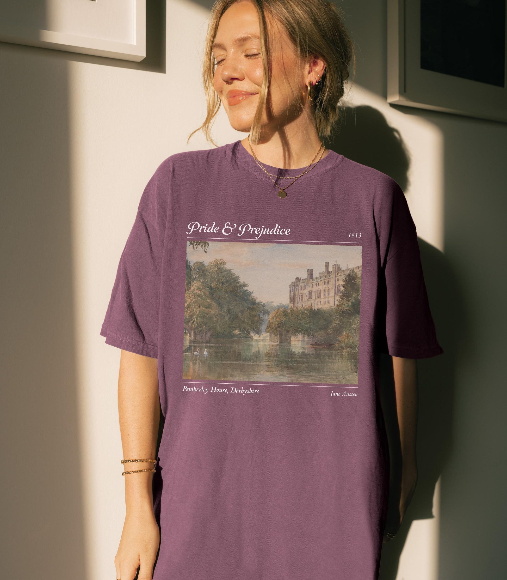 Pemberley Pride and Prejudice Comfort Colors Tee Bookworm Bookish Gift Dark Academia Aesthetic Jane Austen Merch Fandom Mr Darcy Hand Flex