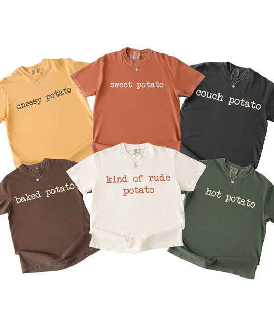 Comfort Colors Matching Potato Silly Thanksgiving Shirt * Funny Couple Shirt Sweet Couch Hot Baked Tater Potato Family Husband Wife