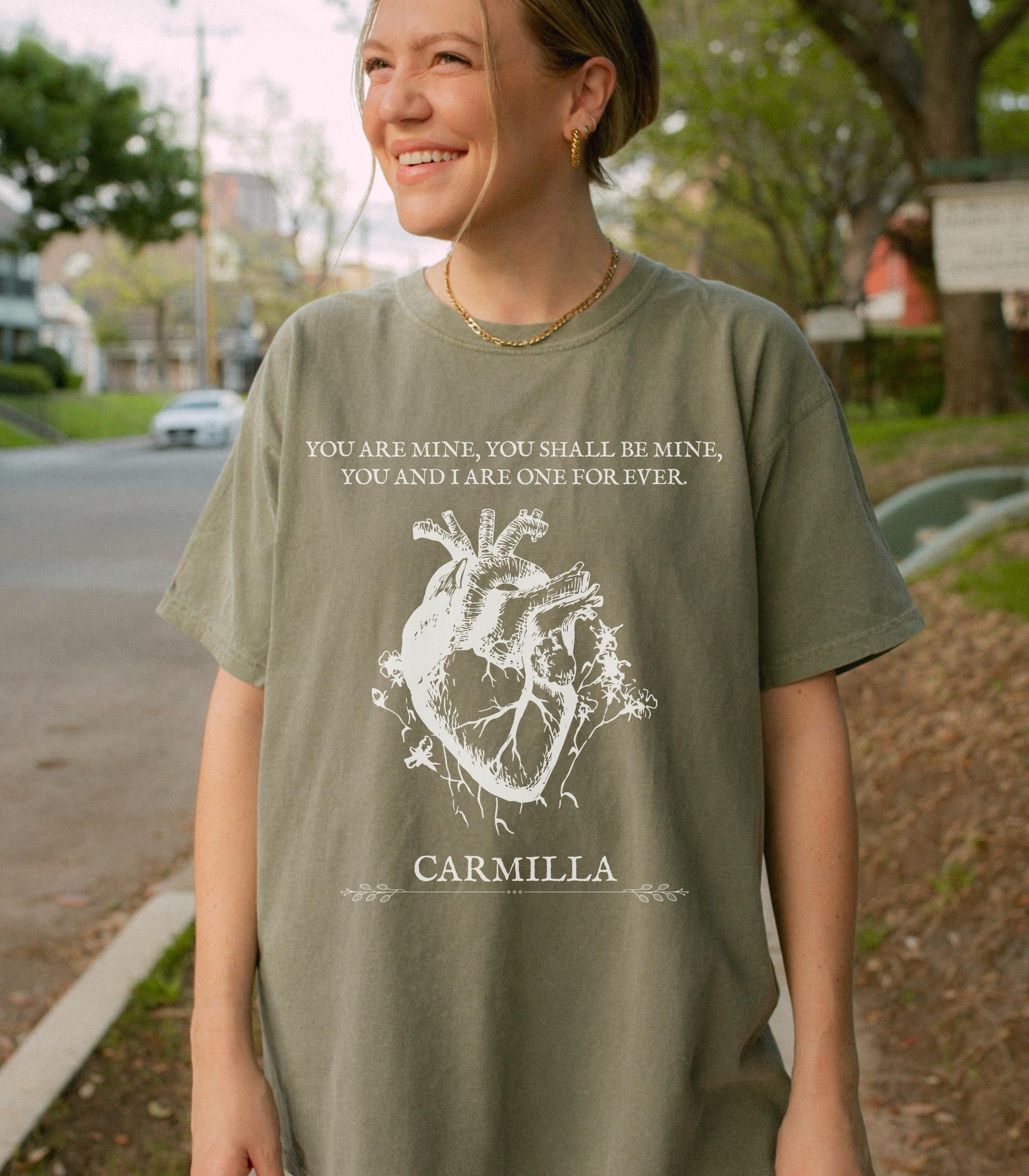 Carmilla Vampire Gothic Heart Comfort Colors Tee * Dark Academia Cult Classic Horror Monster Lover Sapphic Literature Bookish Halloween Gift