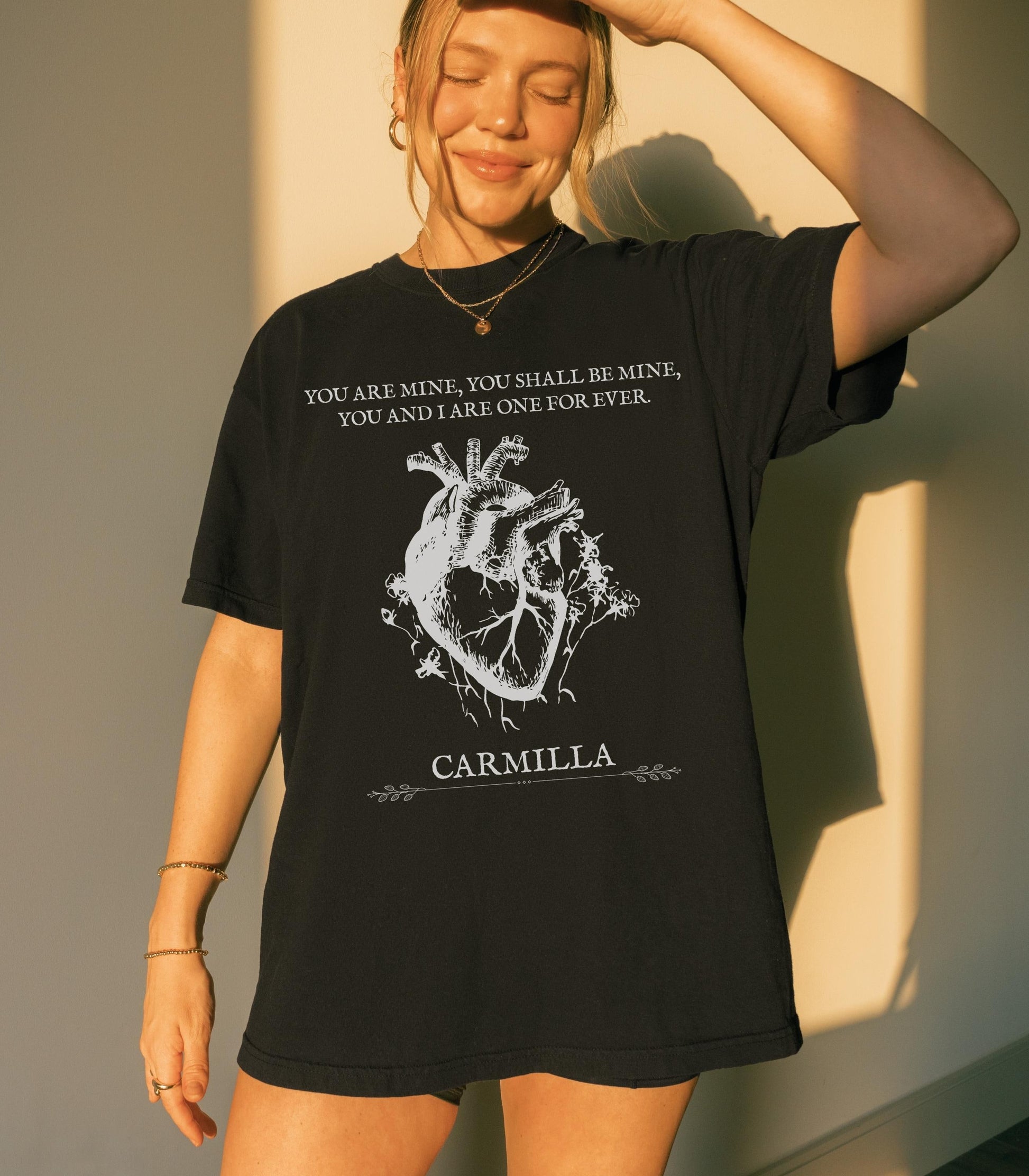 Carmilla Vampire Gothic Heart Comfort Colors Tee * Dark Academia Cult Classic Horror Monster Lover Sapphic Literature Bookish Halloween Gift