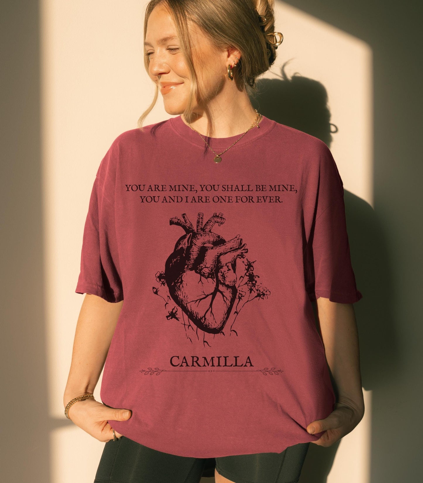Carmilla Vampire Gothic Heart Comfort Colors Tee * Dark Academia Cult Classic Horror Monster Lover Sapphic Literature Bookish Halloween Gift