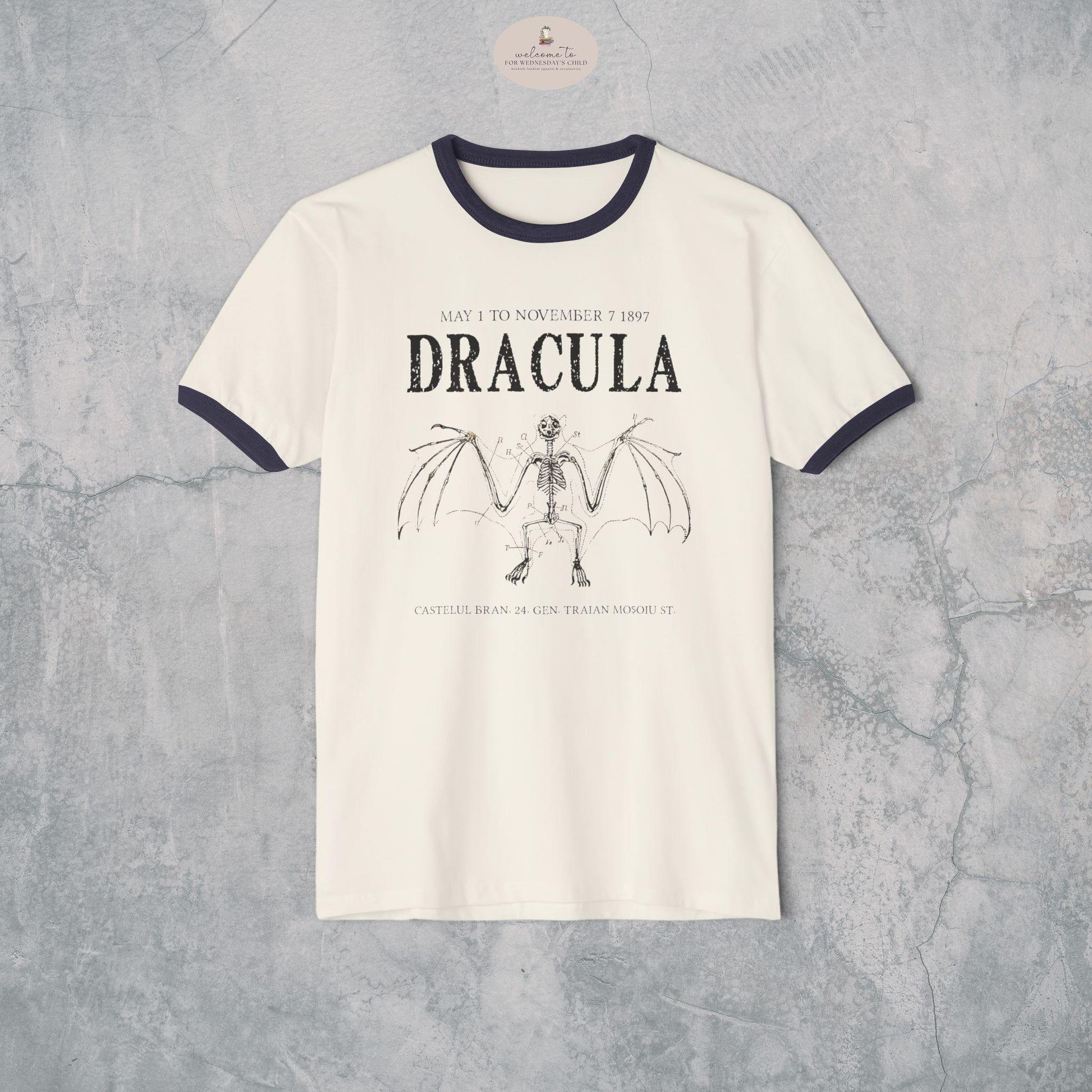Bram Stoker's Dracula Unisex Cotton Ringer T-Shirt * Vintage Style Retro Vampire Monster Creature Classic Movie Frankenstein Mary Shelley