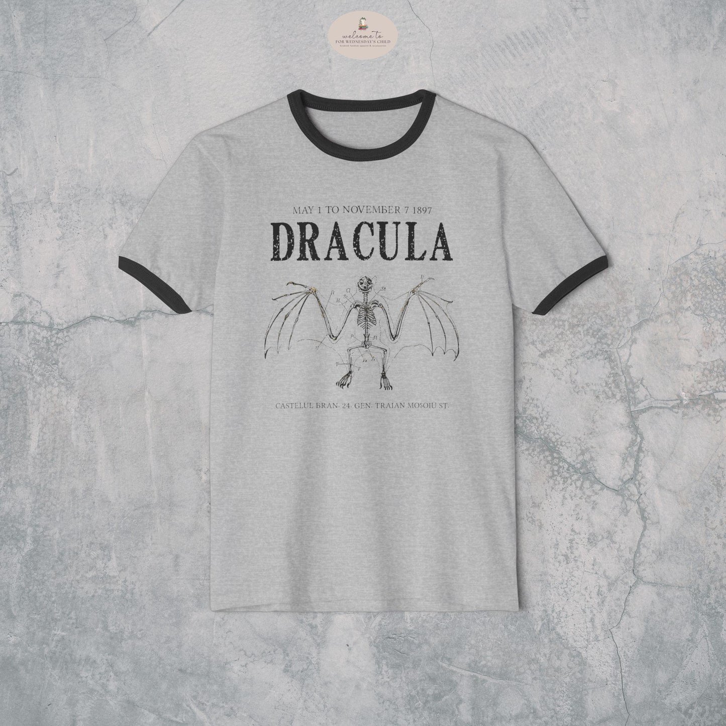 Bram Stoker's Dracula Unisex Cotton Ringer T-Shirt * Vintage Style Retro Vampire Monster Creature Classic Movie Frankenstein Mary Shelley