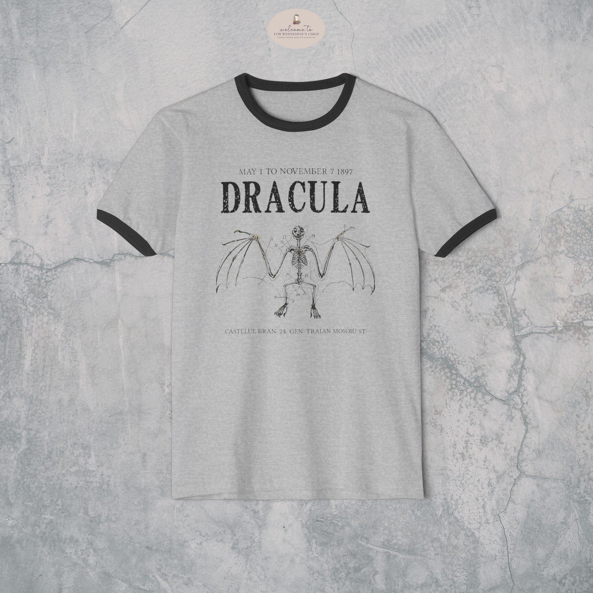 Bram Stoker's Dracula Unisex Cotton Ringer T-Shirt * Vintage Style Retro Vampire Monster Creature Classic Movie Frankenstein Mary Shelley