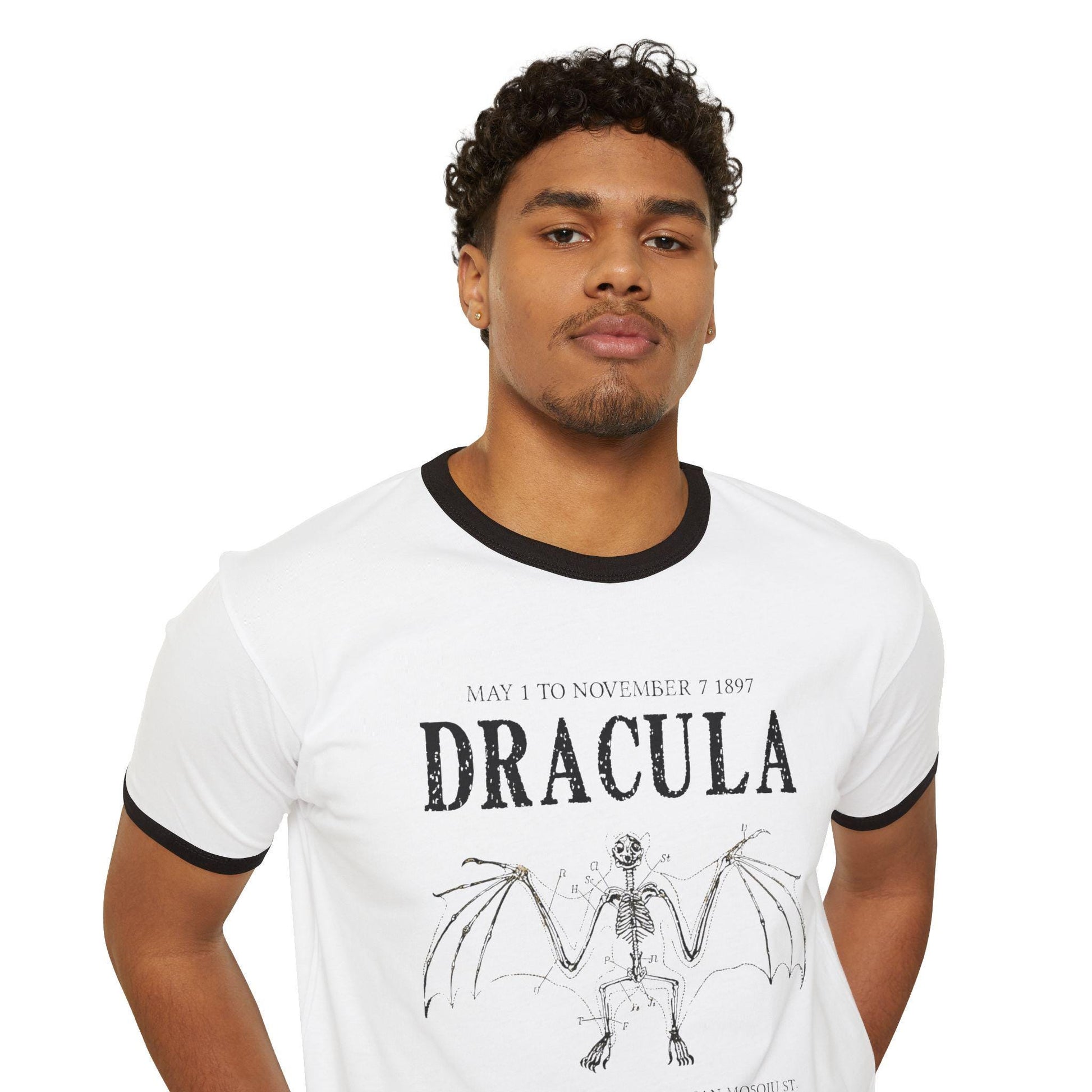 Bram Stoker's Dracula Unisex Cotton Ringer T-Shirt * Vintage Style Retro Vampire Monster Creature Classic Movie Frankenstein Mary Shelley