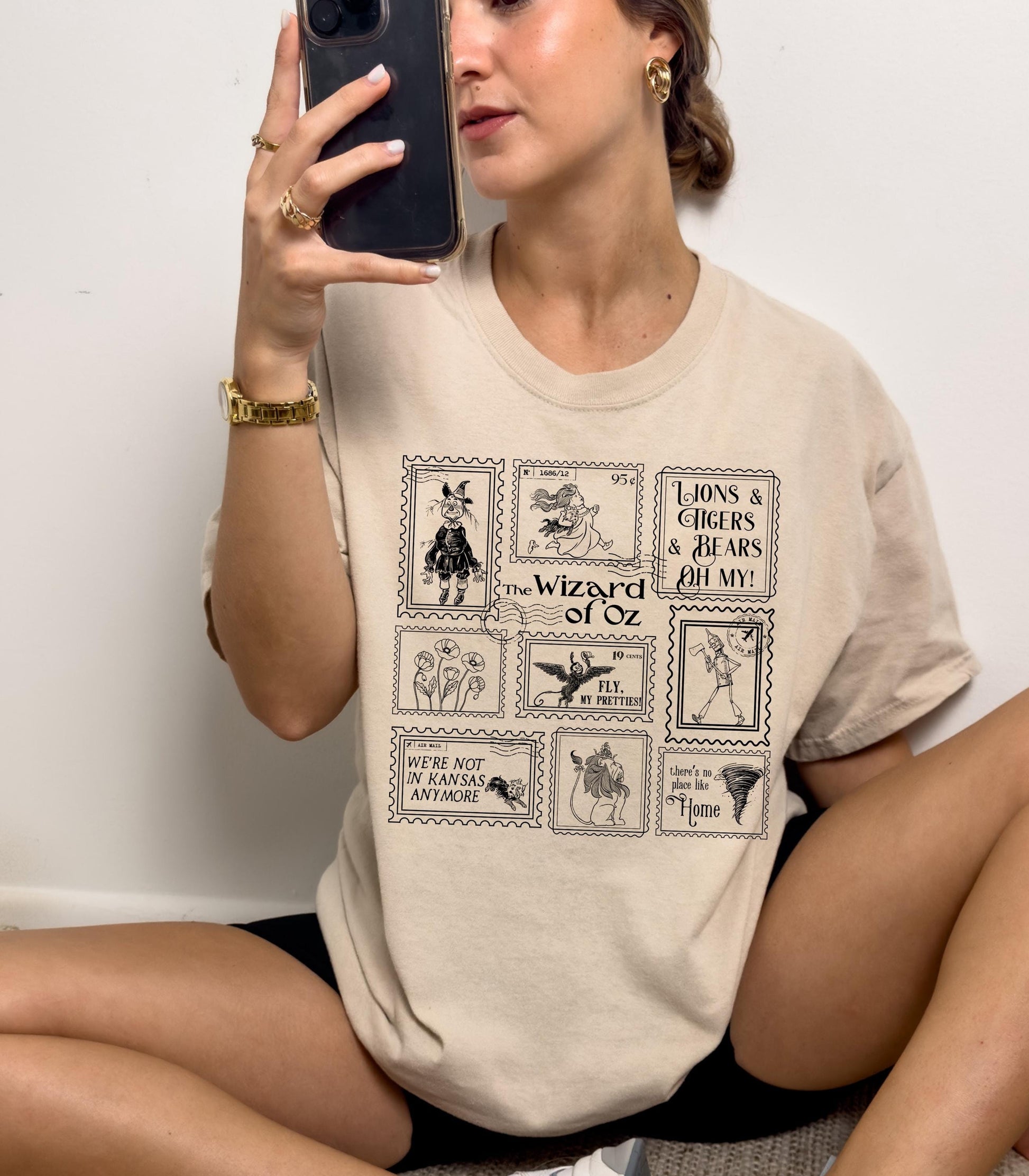 Wizard of Oz Stamp Tshirt * Scarecrow Tin Man Cowardly Lion Bookish Gift * Broadway Theater Lover Wicked Drama Teacher Cast Wrap Gift Glinda