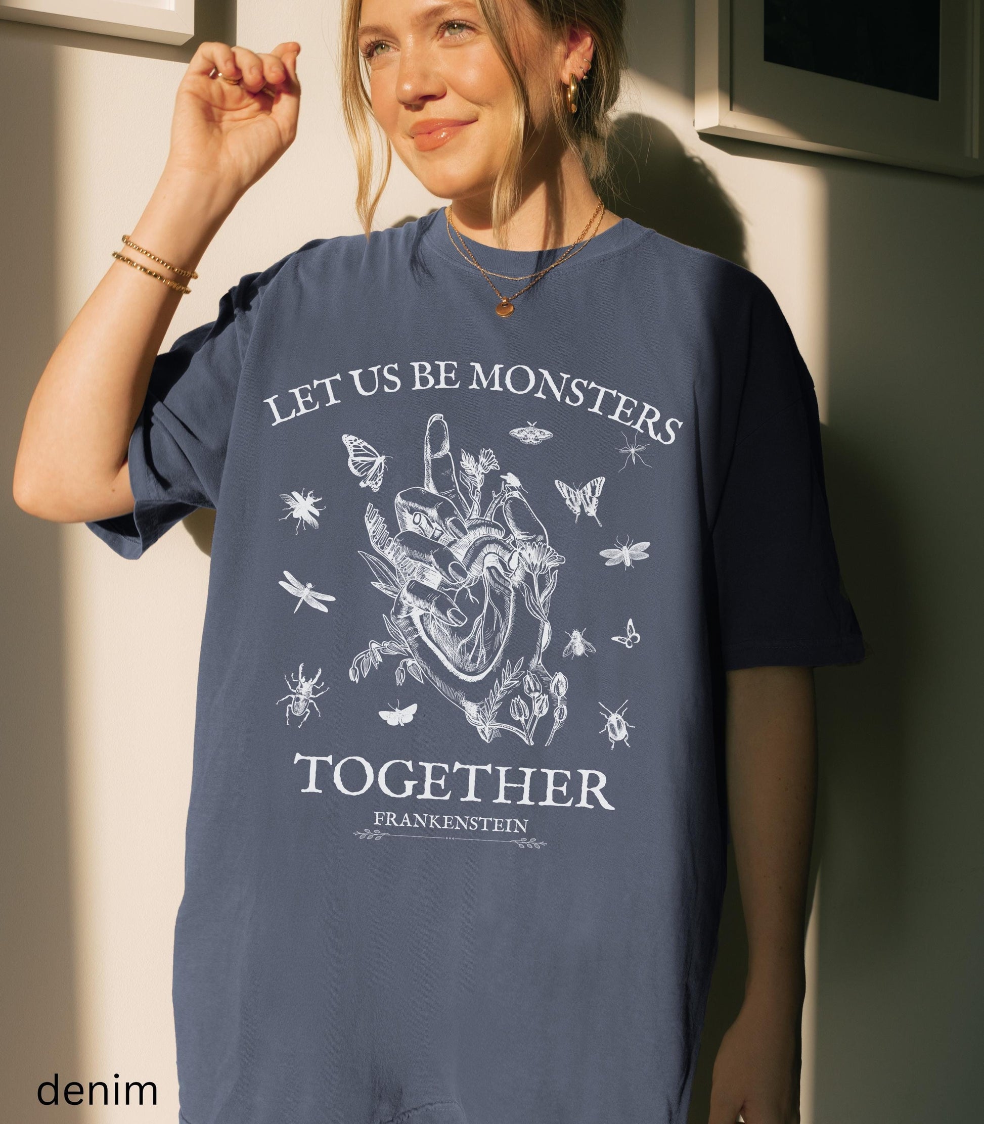 Frankenstein Mary Shelley Comfort Colors Tee * Insects Spooky Season Horror Gothic Monster Movie Lover Merch Bookish Halloween Dark Academia