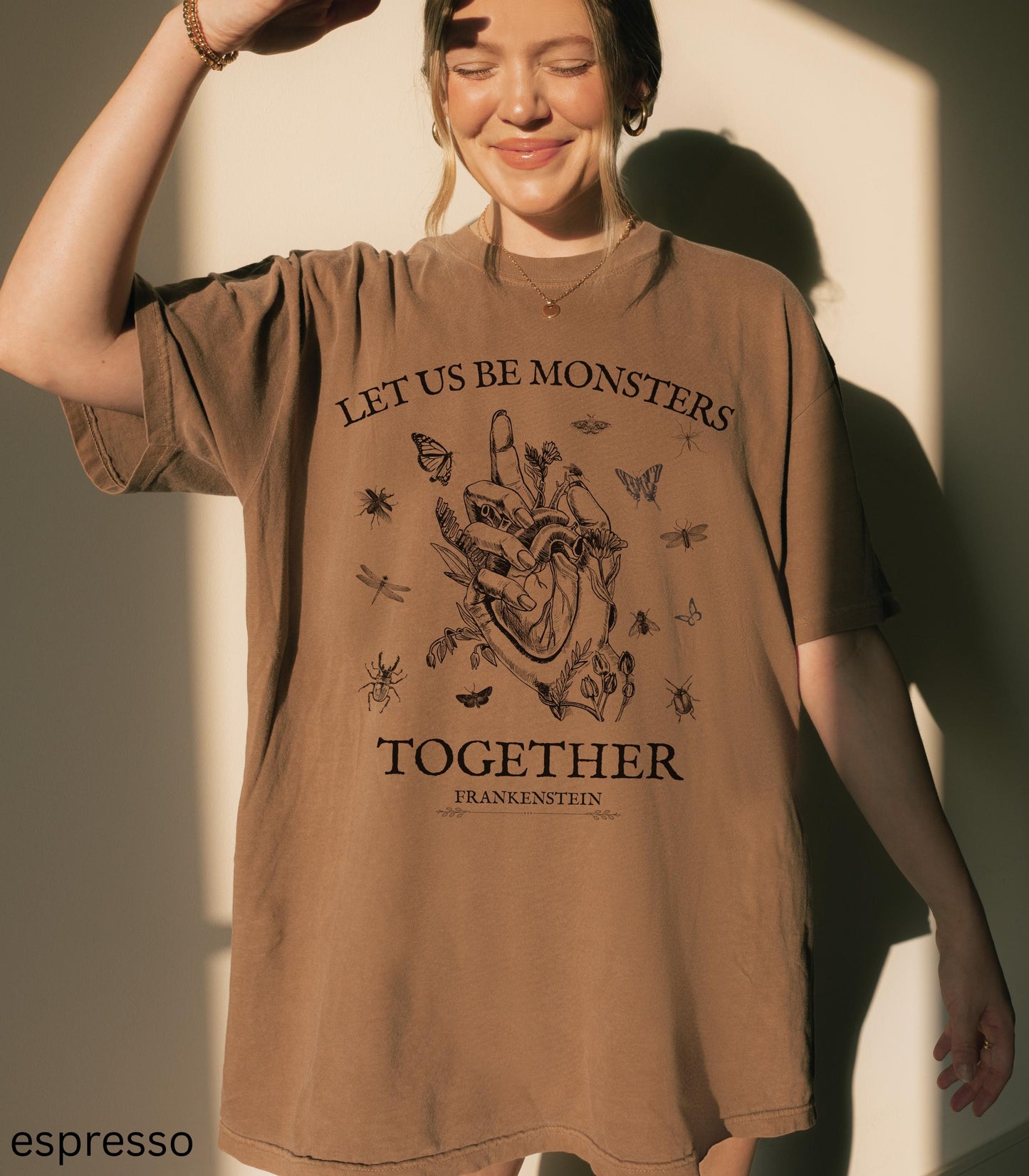 Frankenstein Mary Shelley Comfort Colors Tee * Insects Spooky Season Horror Gothic Monster Movie Lover Merch Bookish Halloween Dark Academia