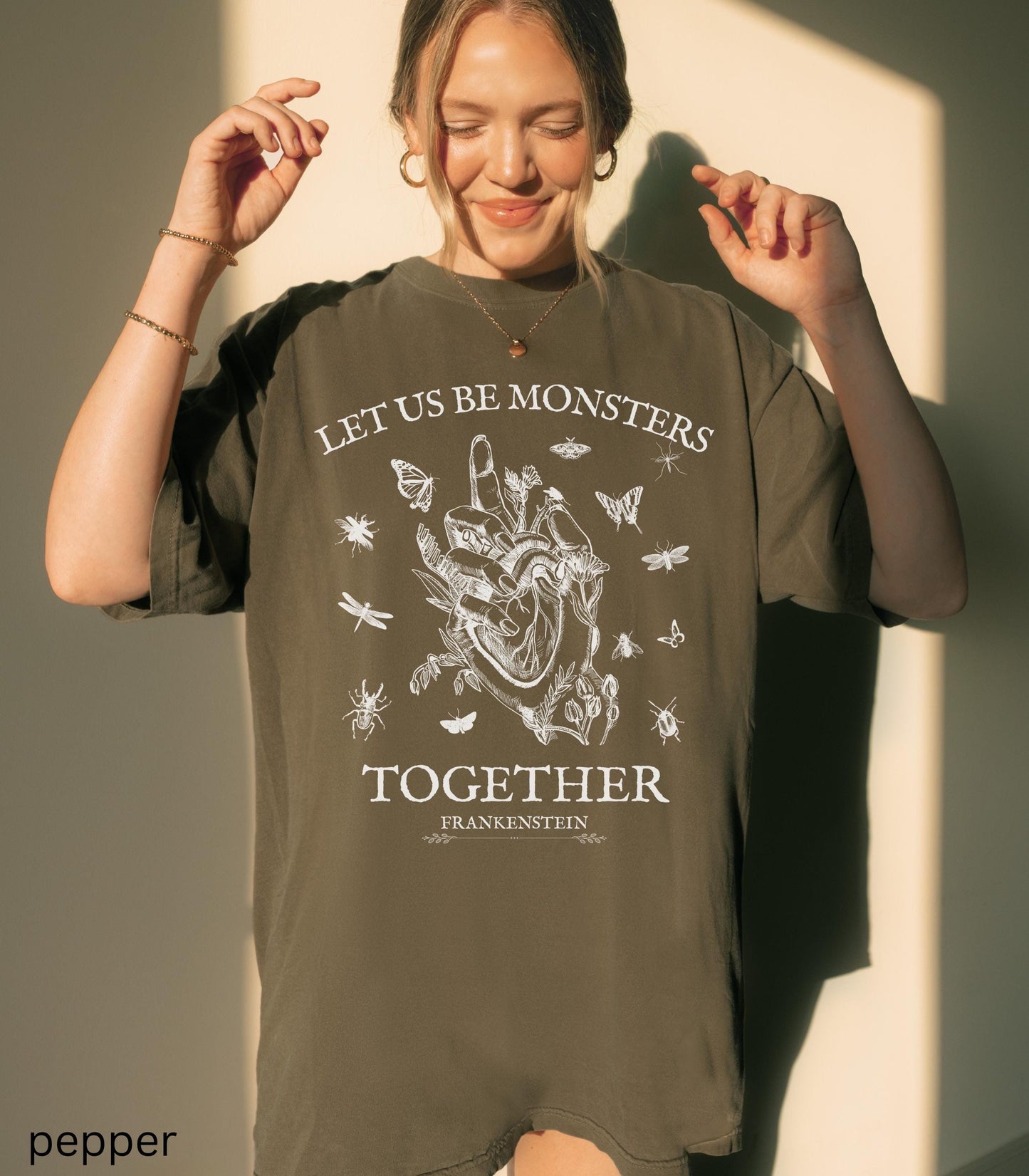 Frankenstein Mary Shelley Comfort Colors Tee * Insects Spooky Season Horror Gothic Monster Movie Lover Merch Bookish Halloween Dark Academia