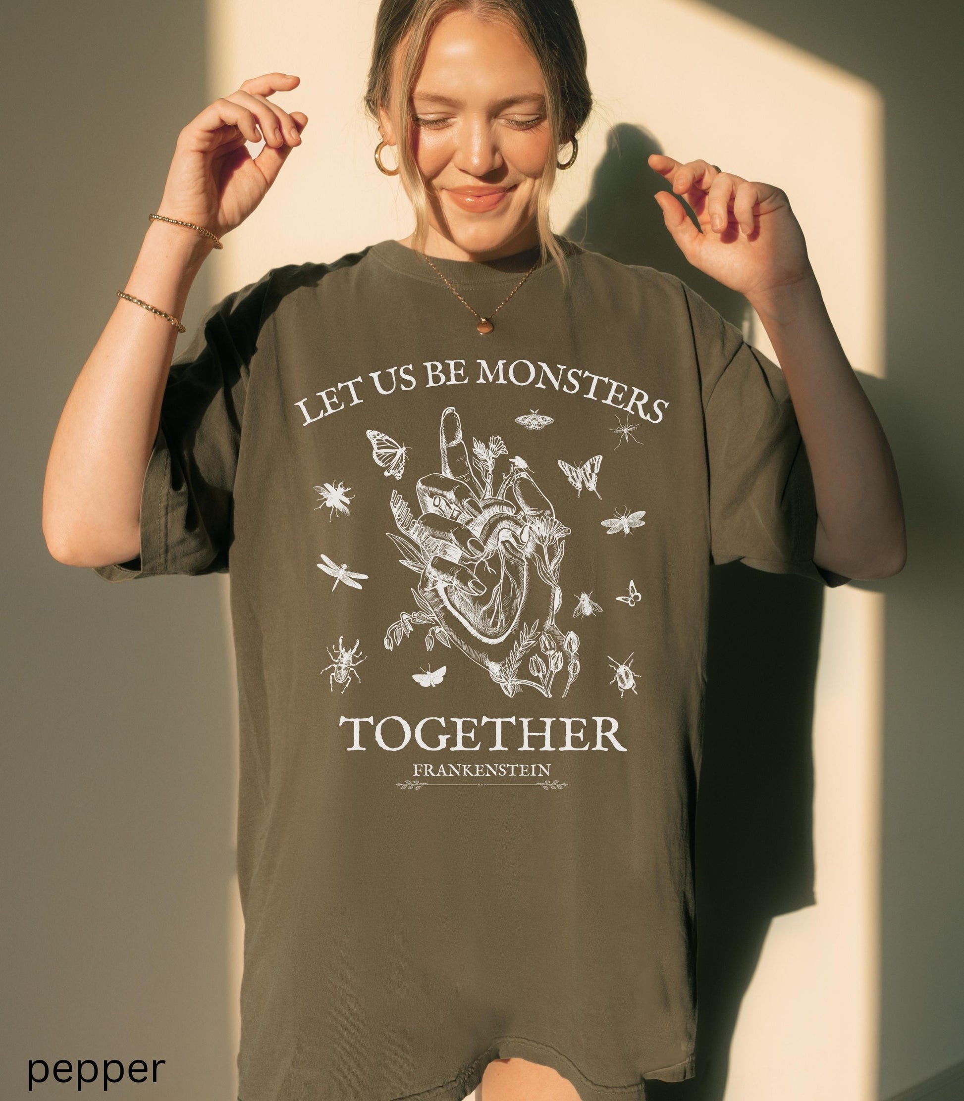 Frankenstein Mary Shelley Comfort Colors Tee * Insects Spooky Season Horror Gothic Monster Movie Lover Merch Bookish Halloween Dark Academia