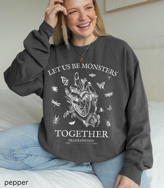 Frankenstein Mary Shelley Sweatshirt * Insects Spooky Horror Gothic Monster Movie Lover Merch Bookish Halloween Dark Romance Academia Gift