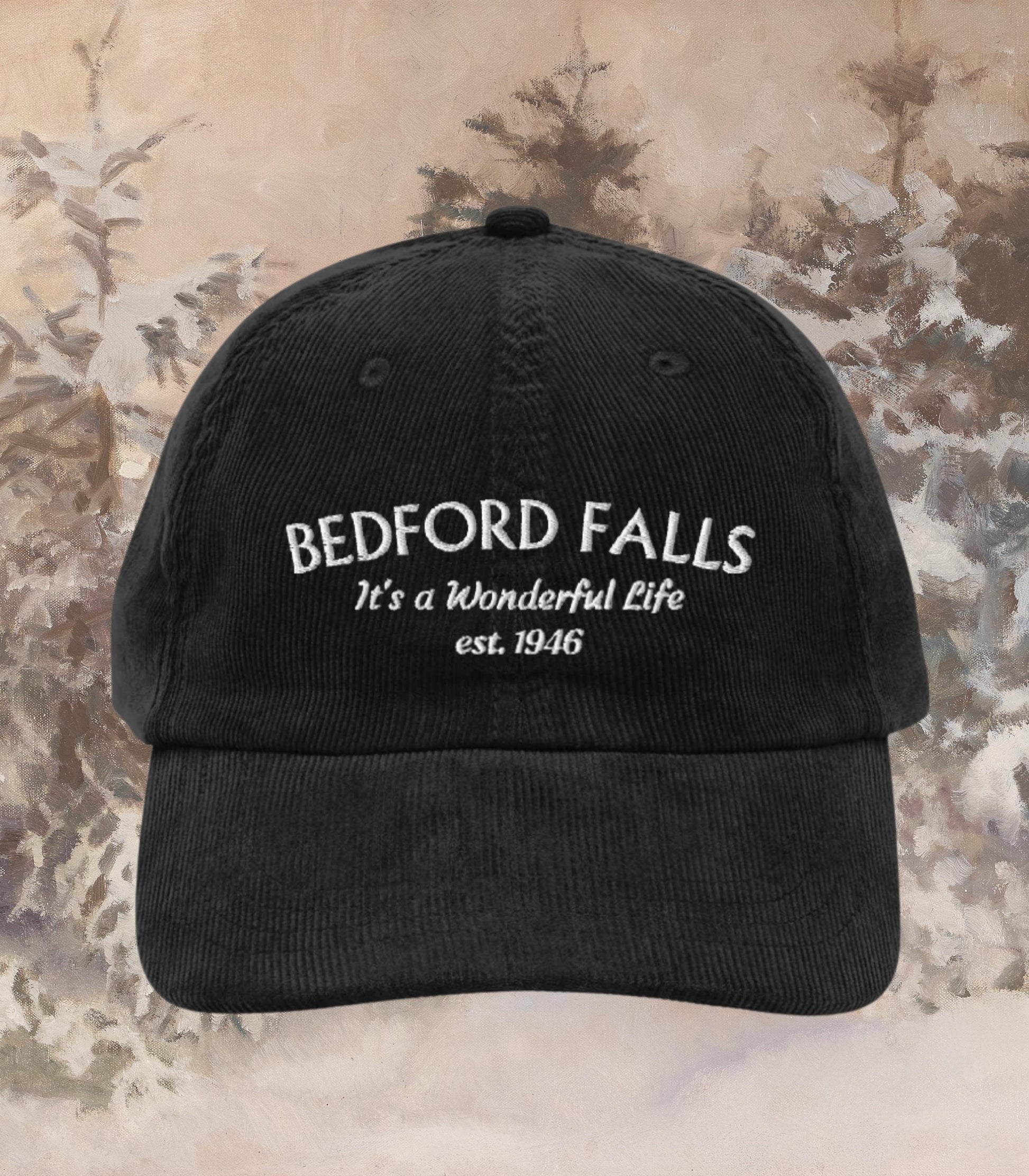 It's a Wonderful Life Classic Christmas Movie Lover Bedford Falls Corduroy Hat * George Bailey Quote You Want the Moon Lasso Holiday Party