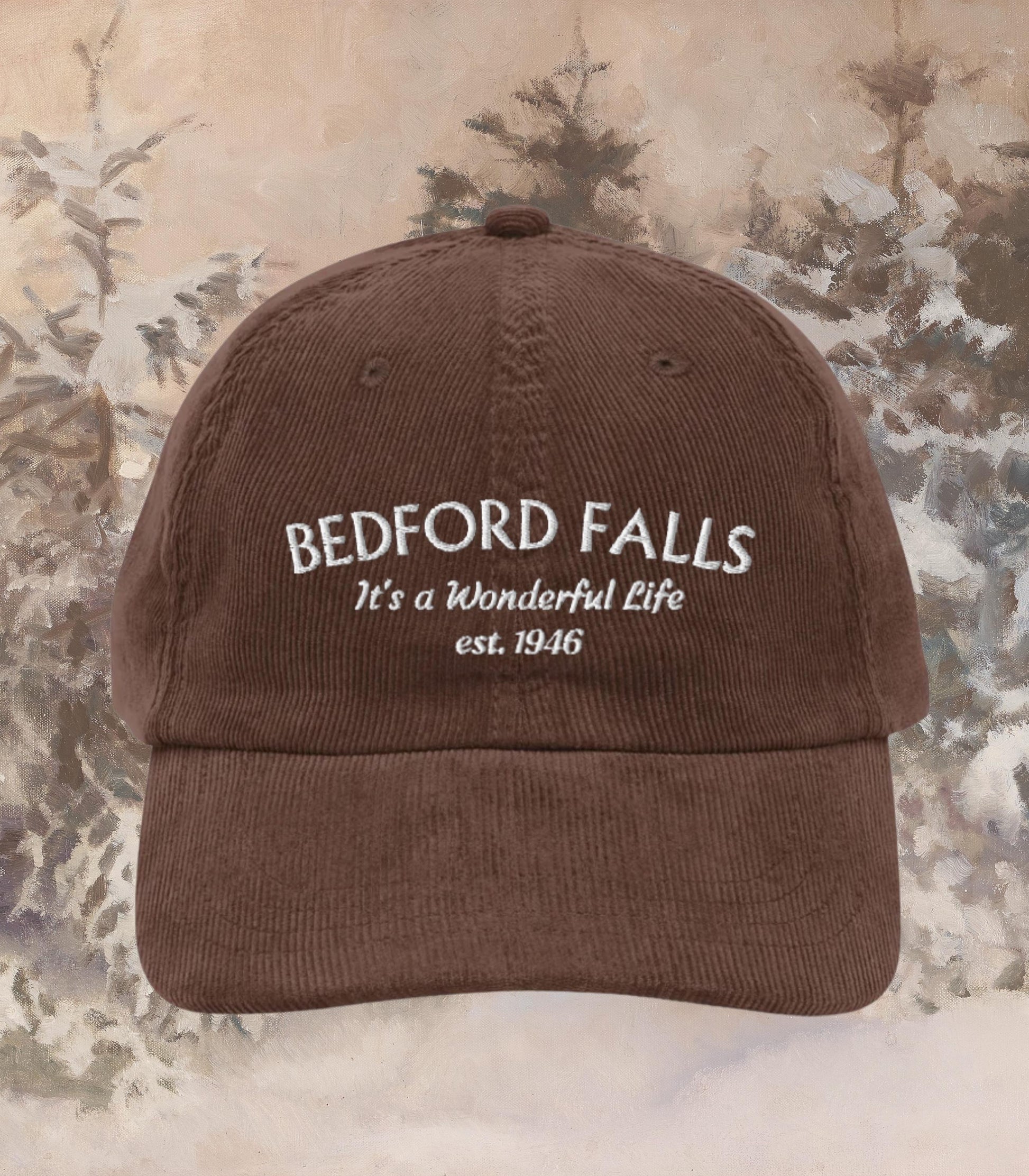 It's a Wonderful Life Classic Christmas Movie Lover Bedford Falls Corduroy Hat * George Bailey Quote You Want the Moon Lasso Holiday Party