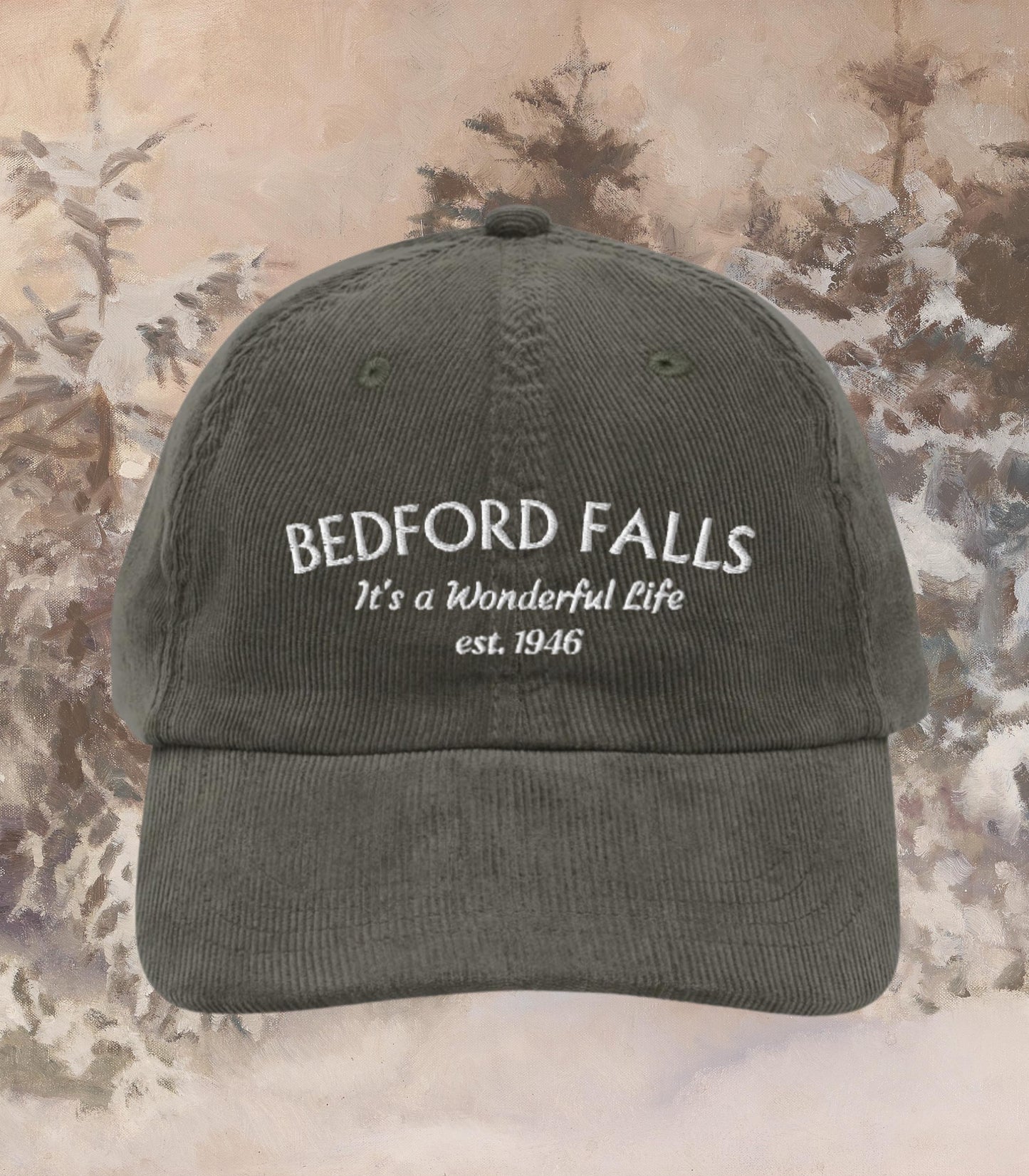 It's a Wonderful Life Classic Christmas Movie Lover Bedford Falls Corduroy Hat * George Bailey Quote You Want the Moon Lasso Holiday Party