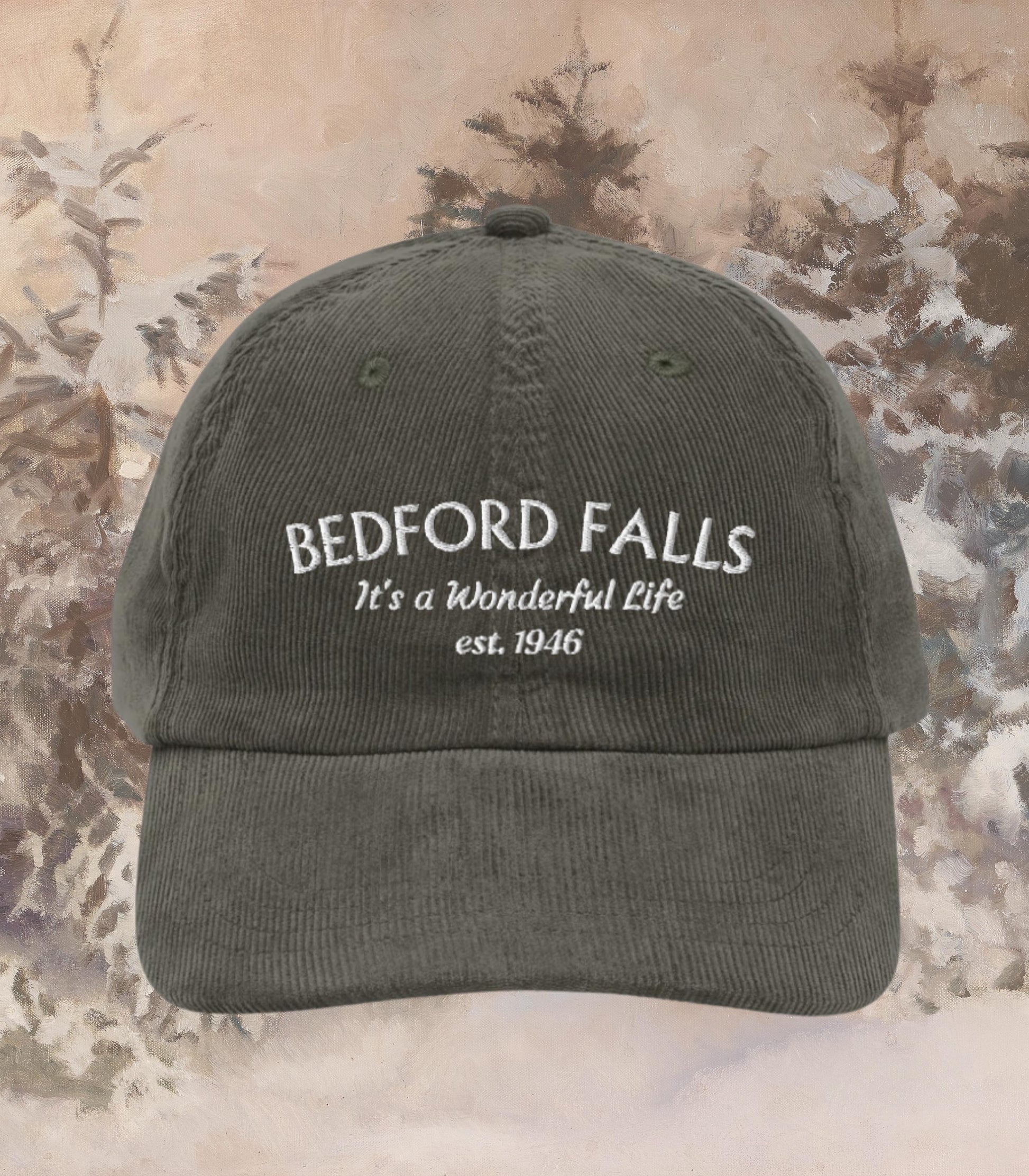 It's a Wonderful Life Classic Christmas Movie Lover Bedford Falls Corduroy Hat * George Bailey Quote You Want the Moon Lasso Holiday Party
