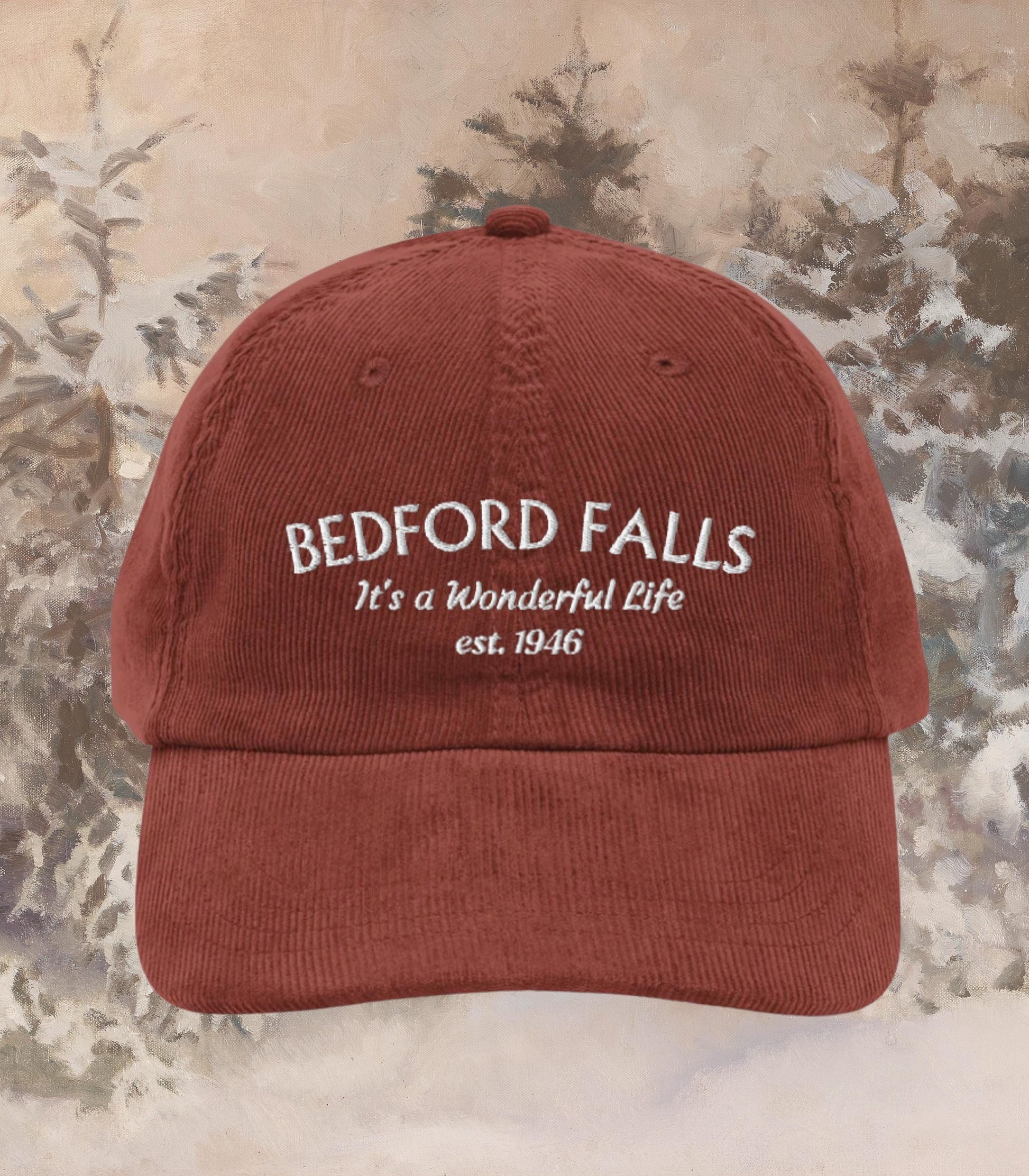 It's a Wonderful Life Classic Christmas Movie Lover Bedford Falls Corduroy Hat * George Bailey Quote You Want the Moon Lasso Holiday Party