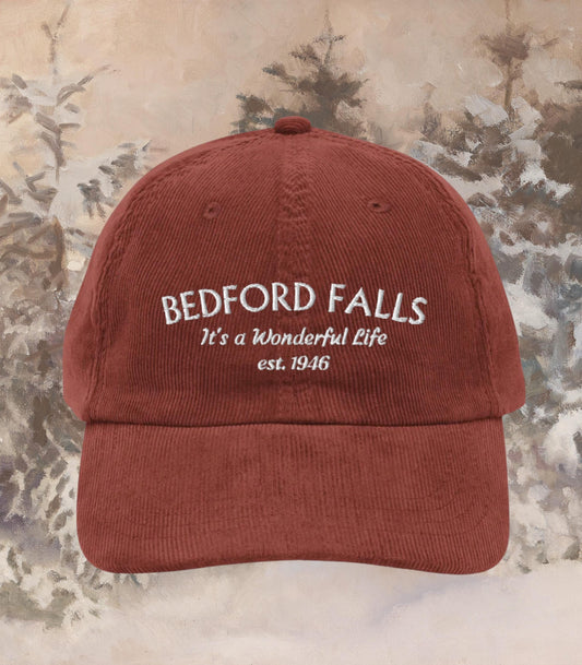It's a Wonderful Life Classic Christmas Movie Lover Bedford Falls Corduroy Hat * George Bailey Quote You Want the Moon Lasso Holiday Party