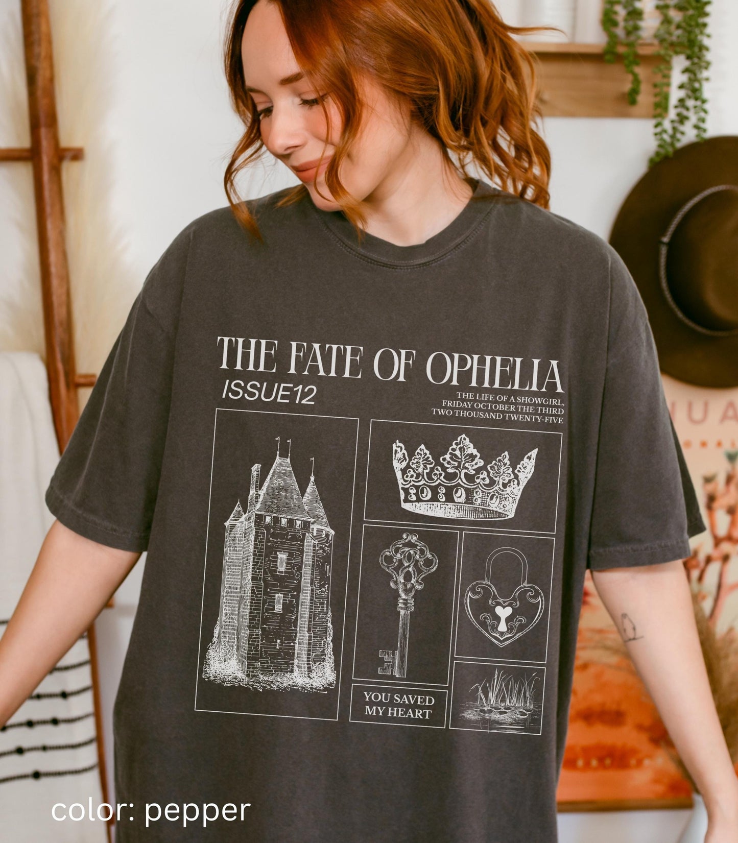 Shakespeare Fate of Ophelia Hamlet In My Showgirl Era Pearls Music Lyric Concert Album 12 Release Comfort Colors Tee Eldest Daughter Gift