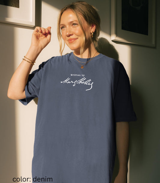 Frankenstein Written By Mary Shelley Comfort Colors Tee * Dark Academia Romance Aesthetic Subtle Bookish Christmas 2025 Movie Lover Gift