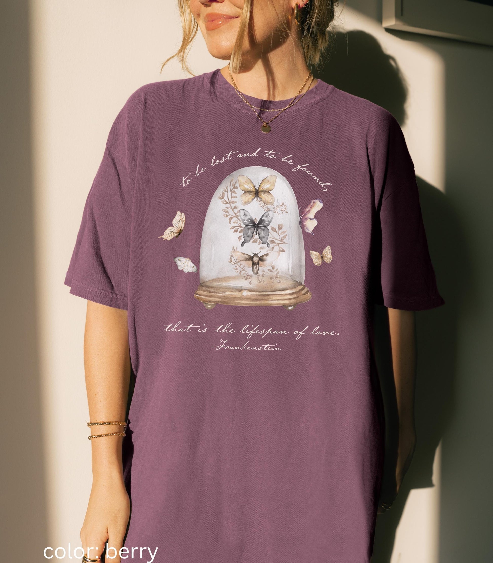 Frankenstein Mary Shelley Goth Bride Comfort Colors Tee Dark Academia Romance Butterfly Love Letter Horror Movie Film Bookish Christmas 2025