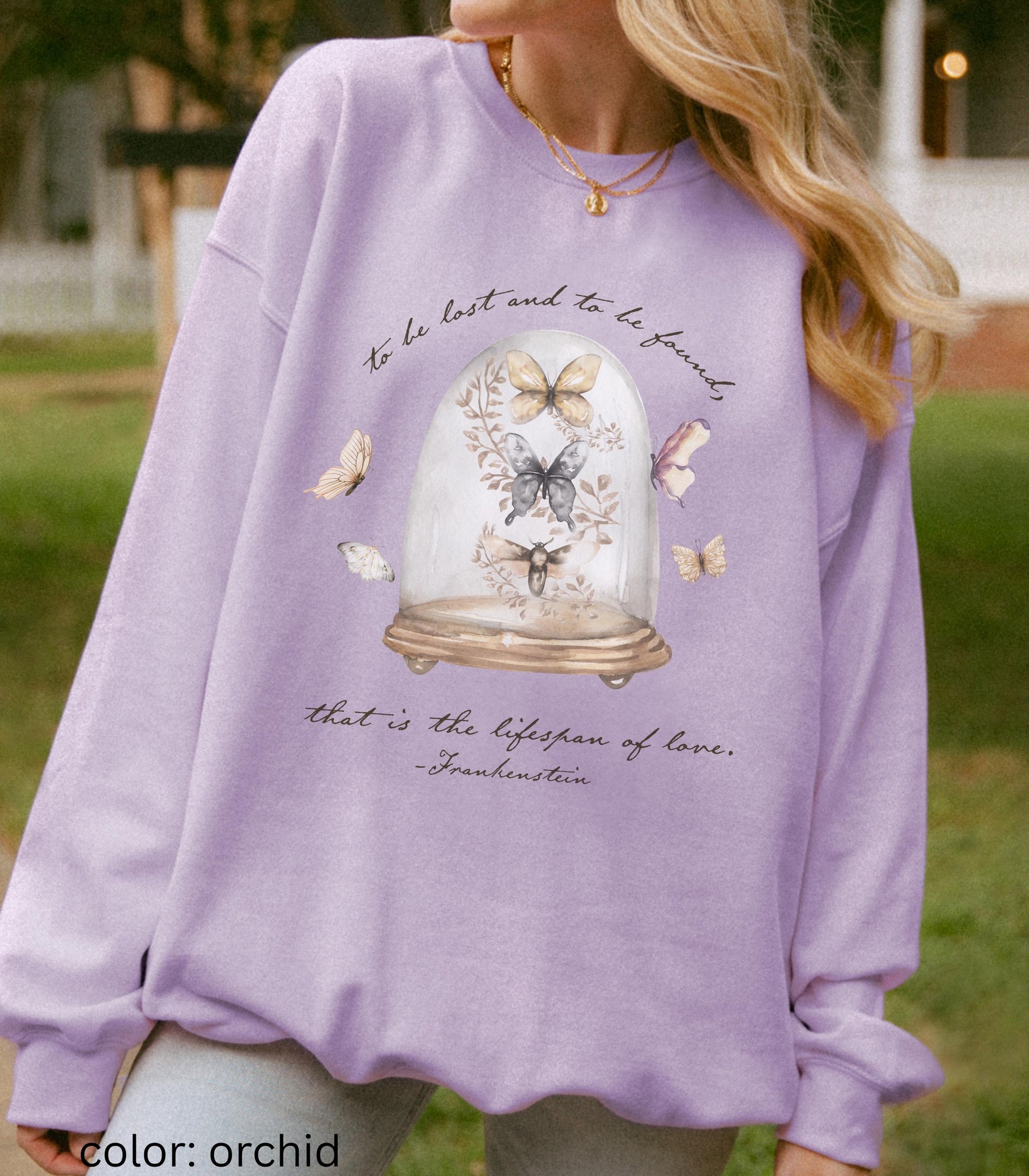 Frankenstein Mary Shelley Goth Bride Comfort Color Sweatshirt Dark Academia Romance Butterfly Love Quote Horror Movie Bookish Christmas 2025