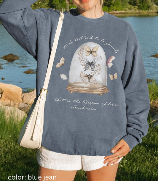 Frankenstein Mary Shelley Goth Bride Comfort Color Sweatshirt Dark Academia Romance Butterfly Love Quote Horror Movie Bookish Christmas 2025