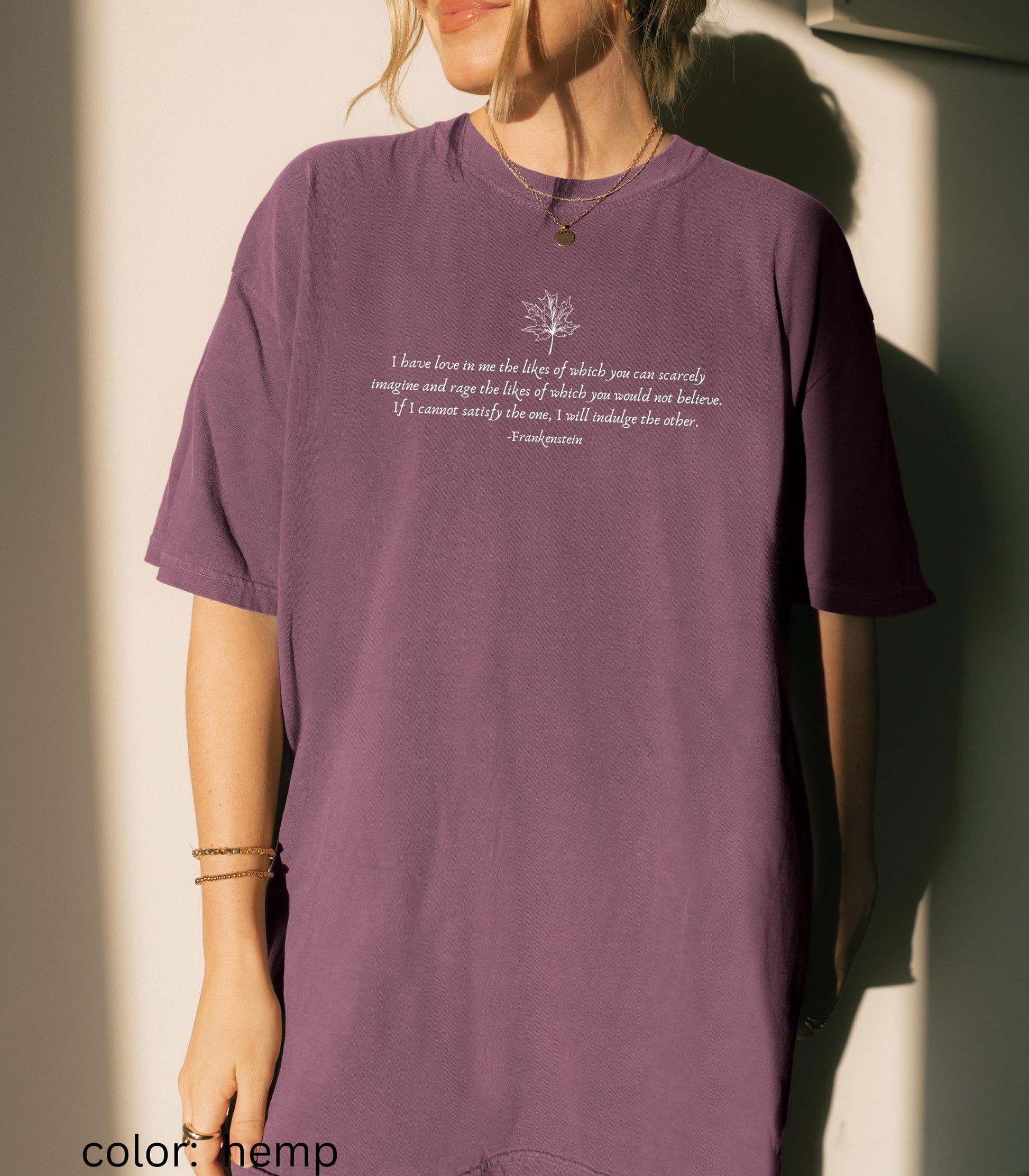 Frankenstein Mary Shelley Quote Tee * Goth Bride Maple Leaf Dark Academia Romance Cult Classic Horror Movie Film Bookish Christmas 2025 Gift