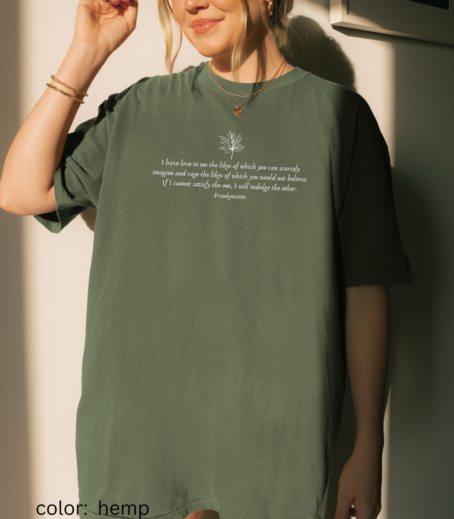 Frankenstein Mary Shelley Quote Tee * Goth Bride Maple Leaf Dark Academia Romance Cult Classic Horror Movie Film Bookish Christmas 2025 Gift