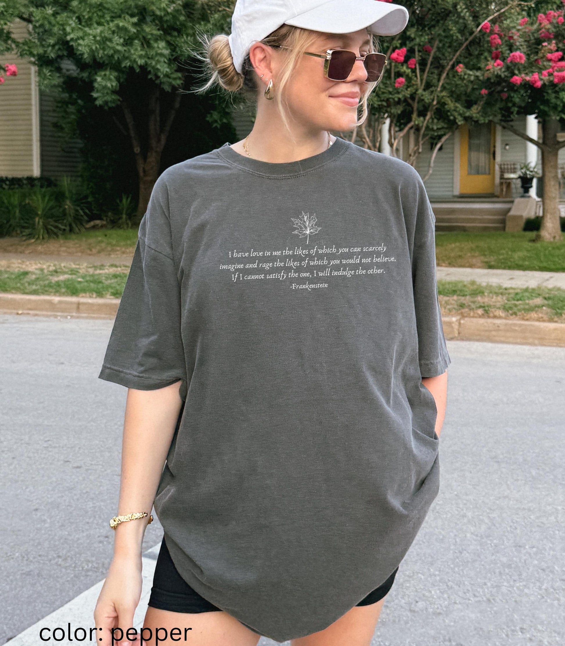 Frankenstein Mary Shelley Quote Tee * Goth Bride Maple Leaf Dark Academia Romance Cult Classic Horror Movie Film Bookish Christmas 2025 Gift