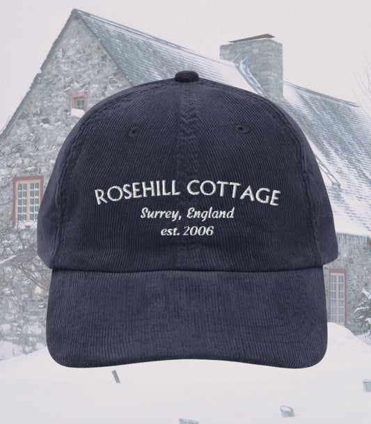 Rosehill Cottage Embroidered Corduroy Hat * Classic Christmas Holiday Movie Romcom Y2K Lover Secret Santa Gift Tis The Season