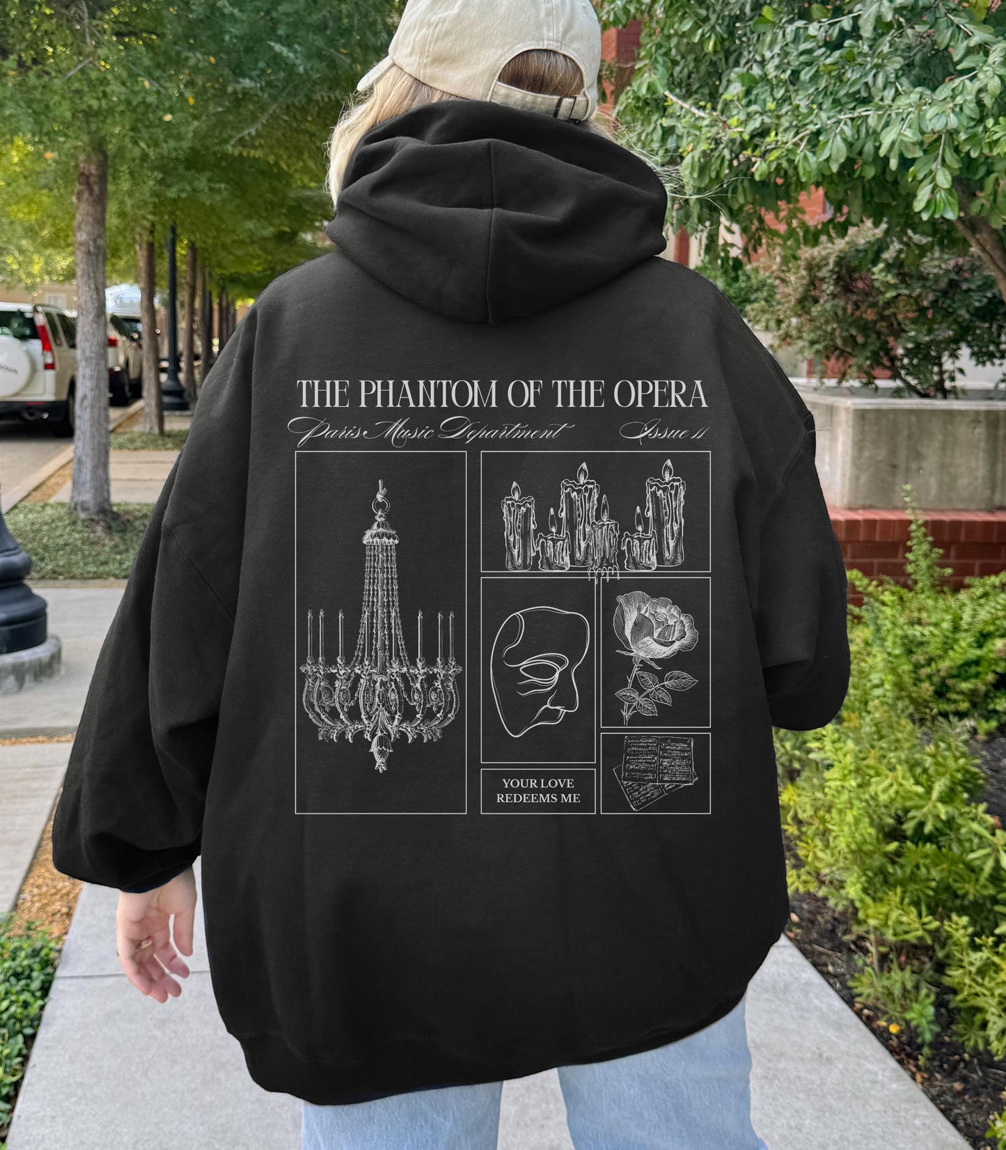 Gaston Leroux Phantom of the Opera Gothic Literature Hoodie Spooky Season Classic Horror Theater Drama Lover Halloween Morally Grey Villain