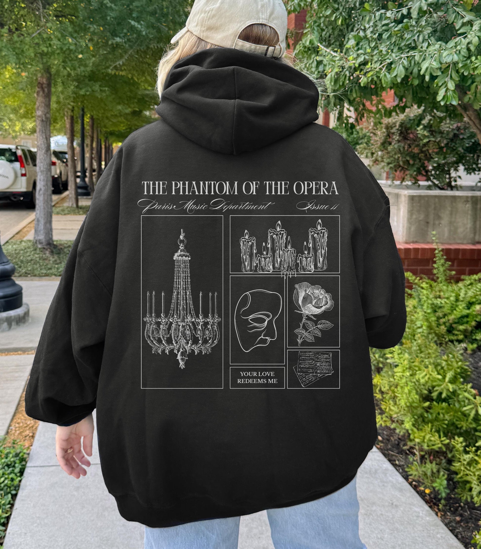 Gaston Leroux Phantom of the Opera Gothic Literature Hoodie Spooky Season Classic Horror Theater Drama Lover Halloween Morally Grey Villain