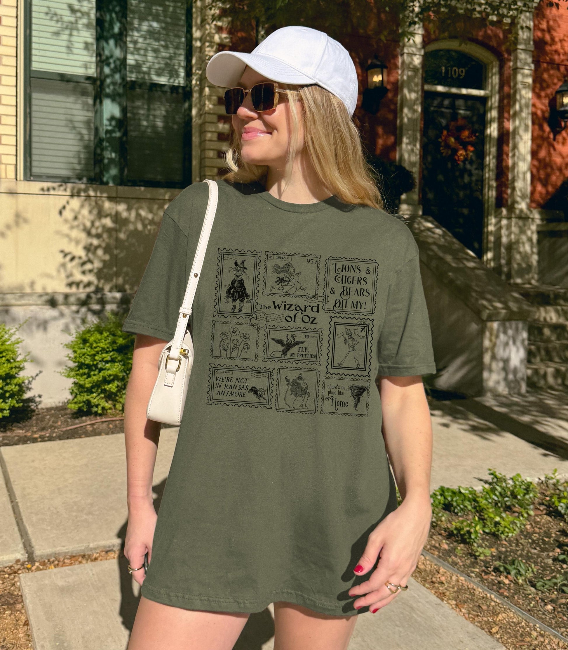 Wizard of Oz Stamp Tshirt * Scarecrow Tin Man Cowardly Lion Bookish Gift * Broadway Theater Lover Wicked Drama Teacher Cast Wrap Gift Glinda