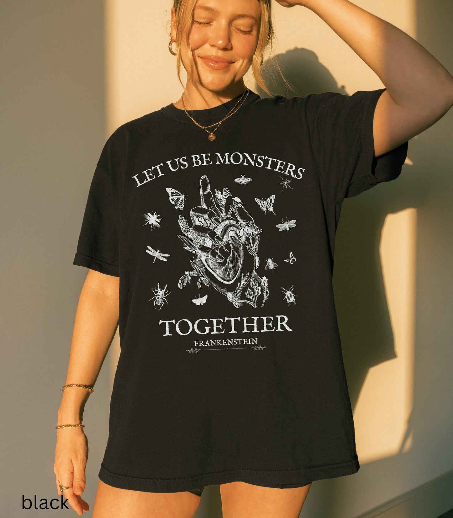 Frankenstein Mary Shelley Comfort Colors Tee * Insects Spooky Season Horror Gothic Monster Movie Lover Merch Bookish Halloween Dark Academia